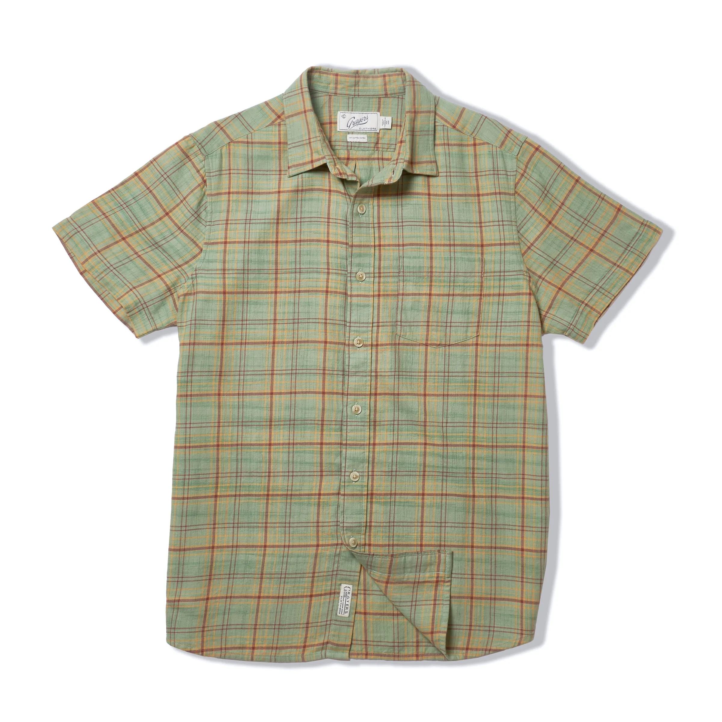 Light Weight Power Loom Short Sleeve Shirt - Basil Maroon Plaid