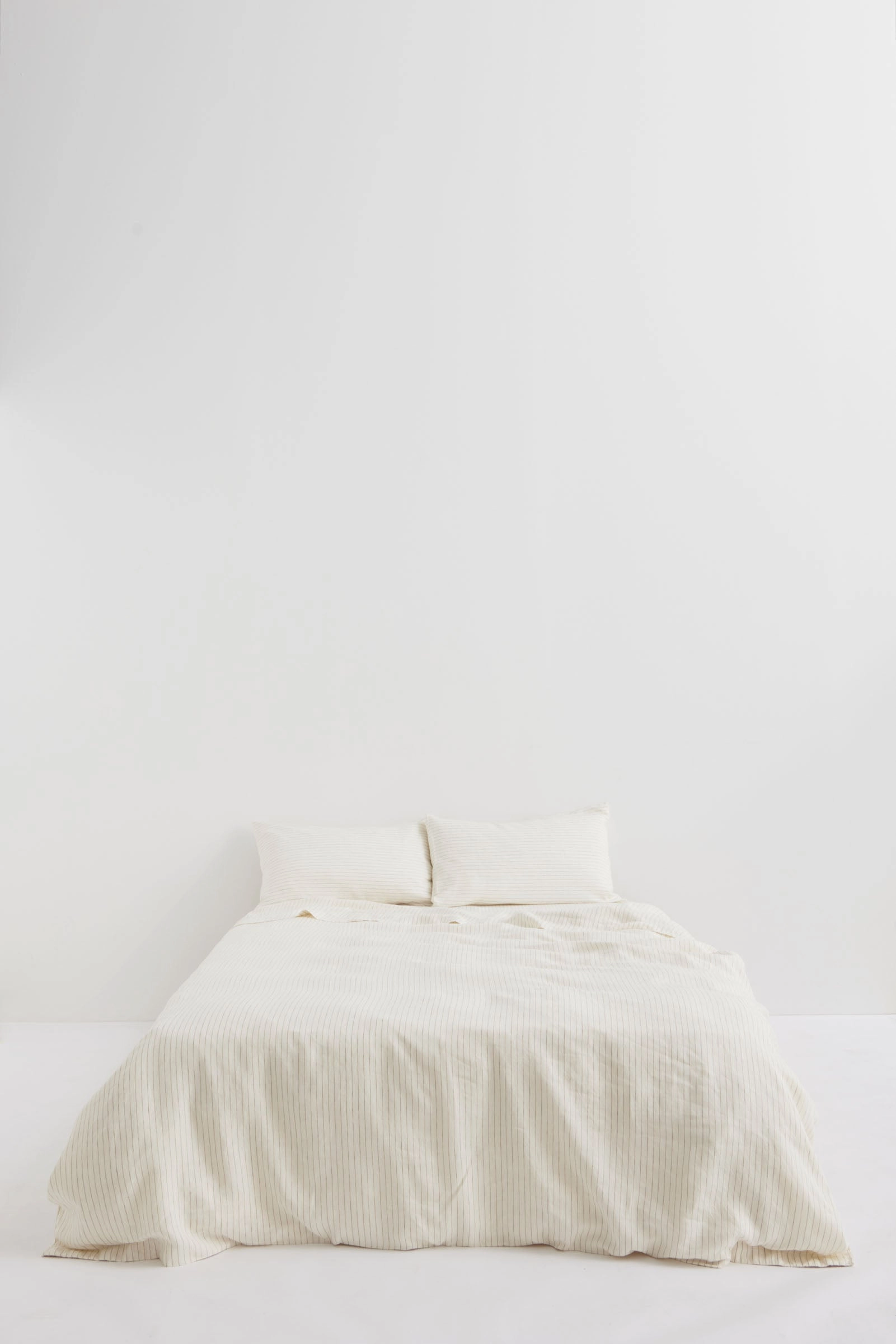 Linen Standard Pillow Cases Olive Pinstripe