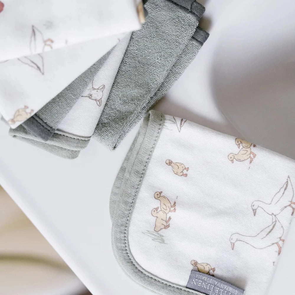 Little Linen Towelling Washers 6pk Farmyard Lamb