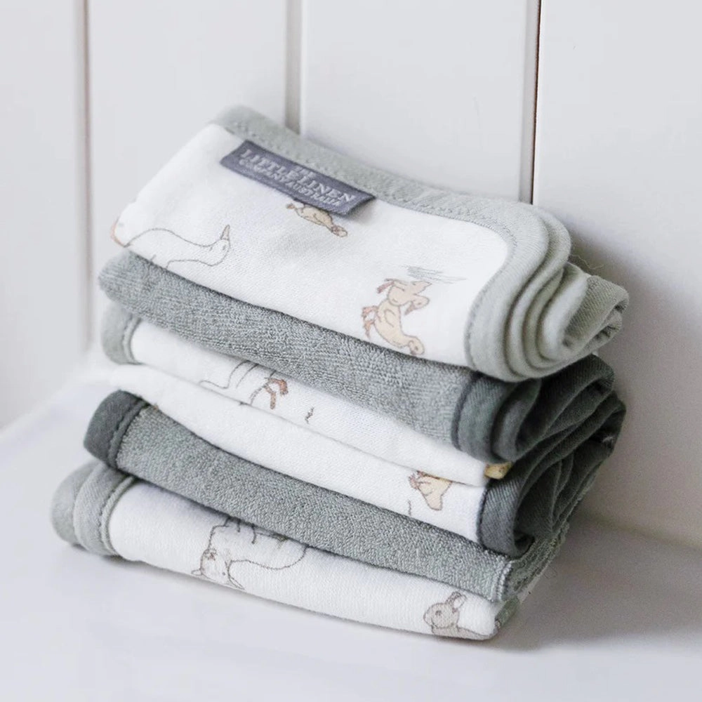 Little Linen Towelling Washers 6pk Farmyard Lamb