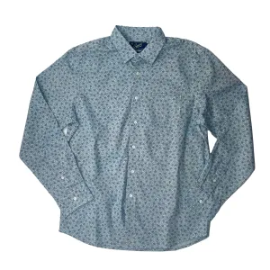 LS Slim Printed Slub Poplin SMP - Black Floral On Blue (Final Sale)*