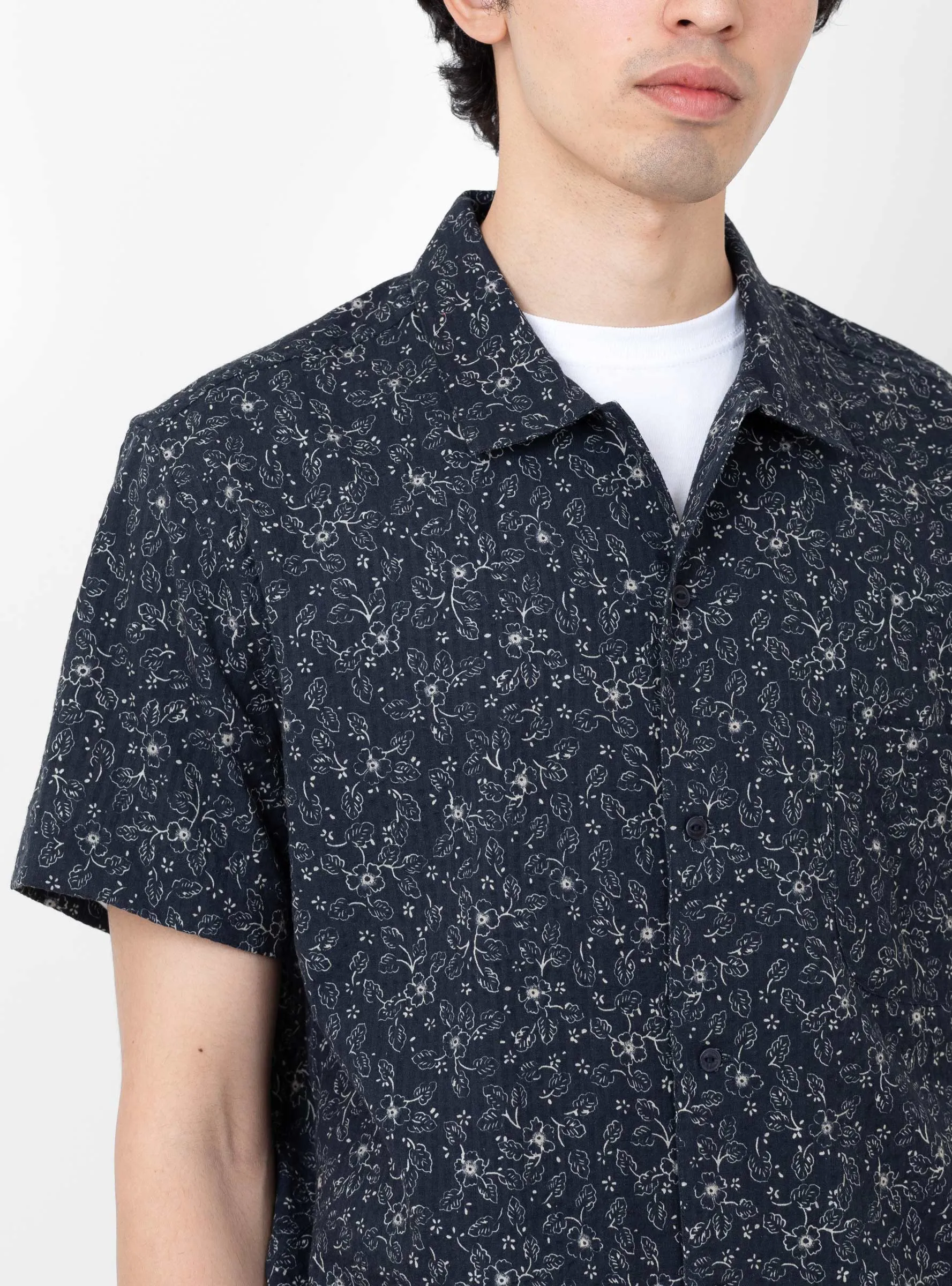 Malick Shirt Navy & Ecru
