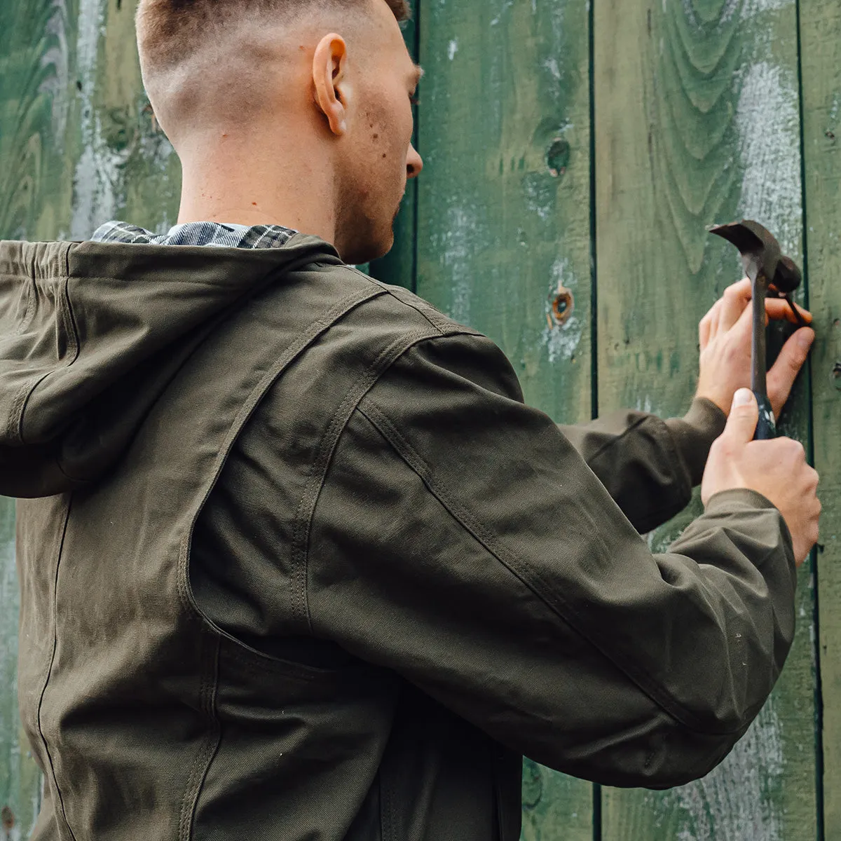Men's Duck Flannel-Lined Hooded Work Jacket