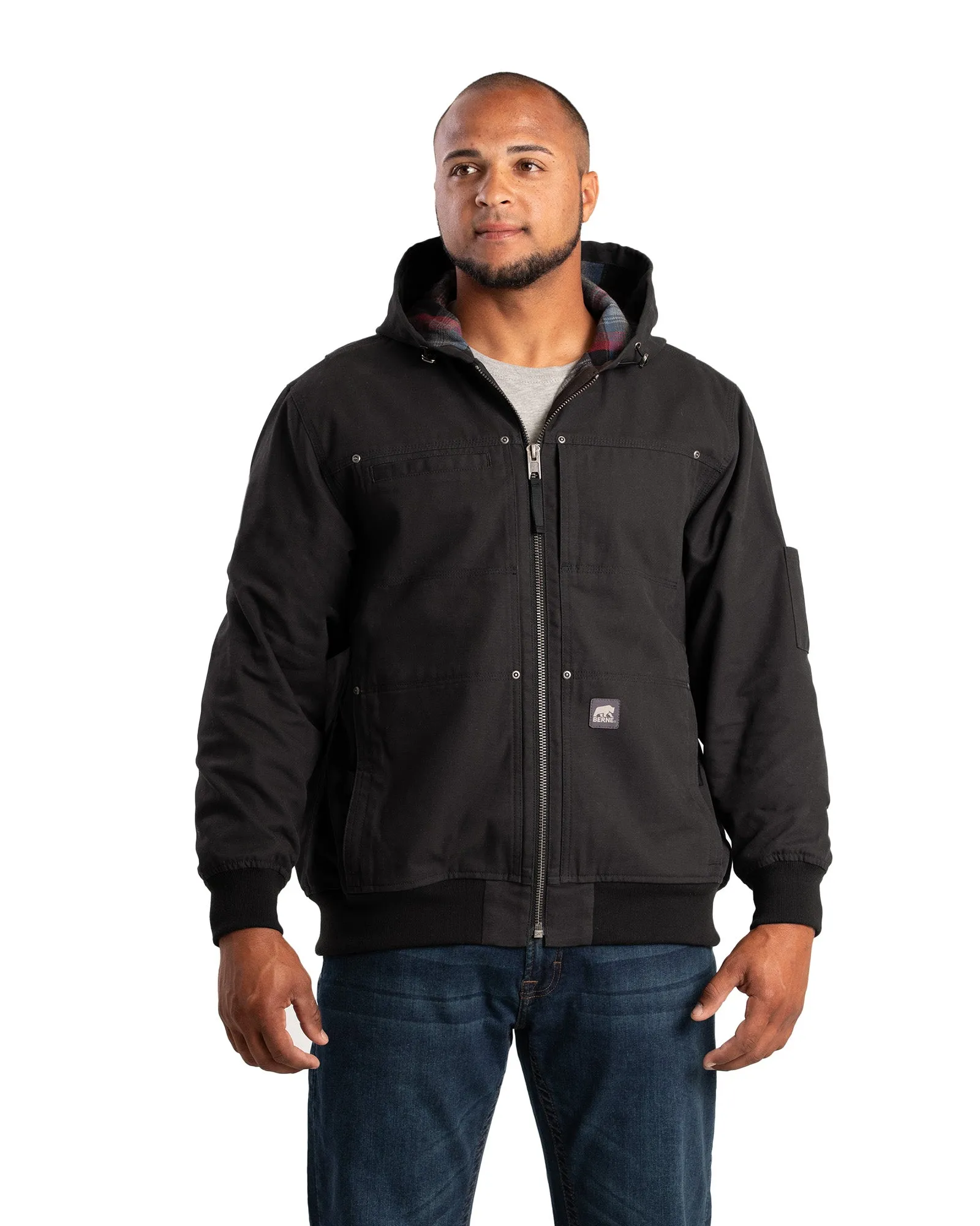 Men's Duck Flannel-Lined Hooded Work Jacket