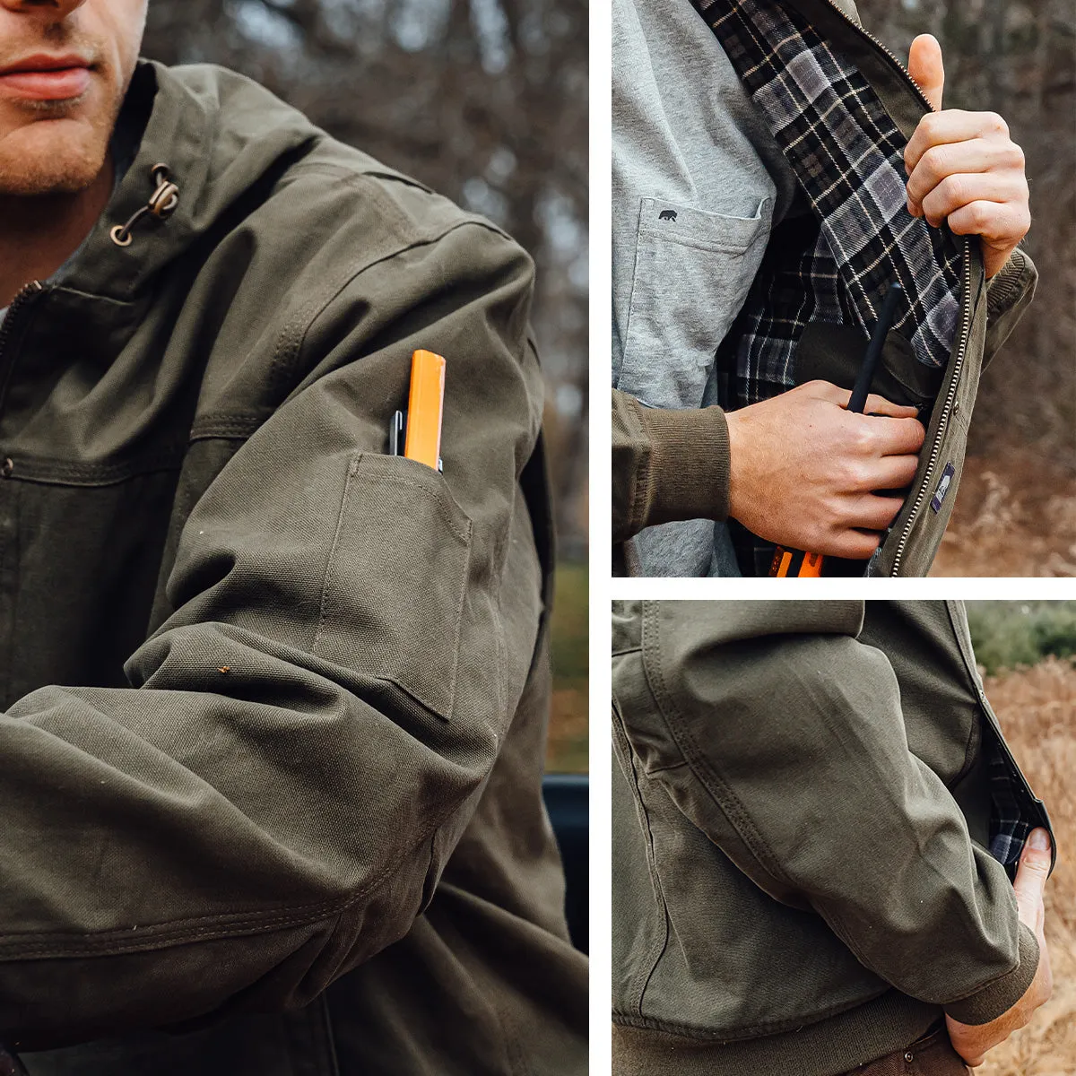 Men's Duck Flannel-Lined Hooded Work Jacket