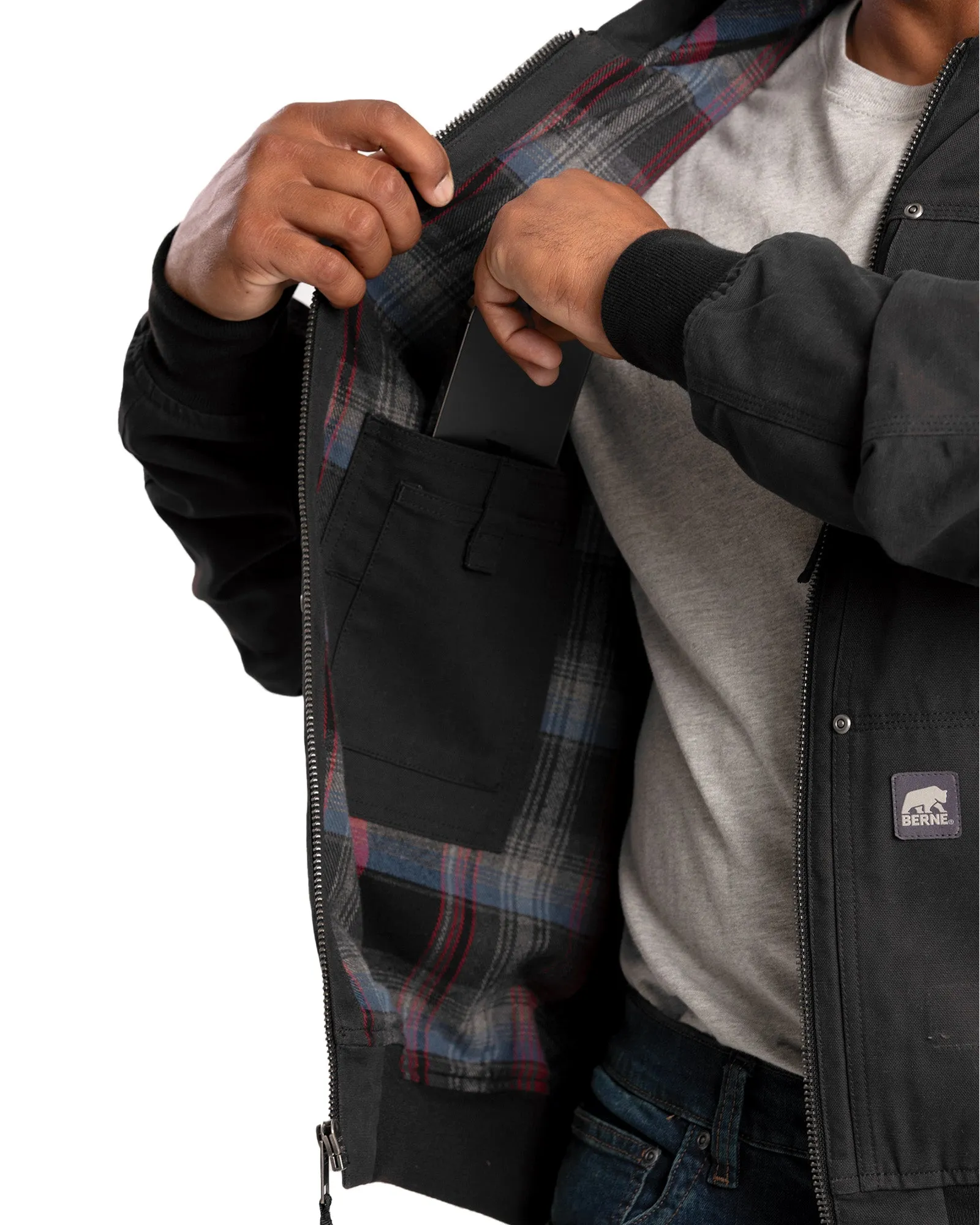 Men's Duck Flannel-Lined Hooded Work Jacket