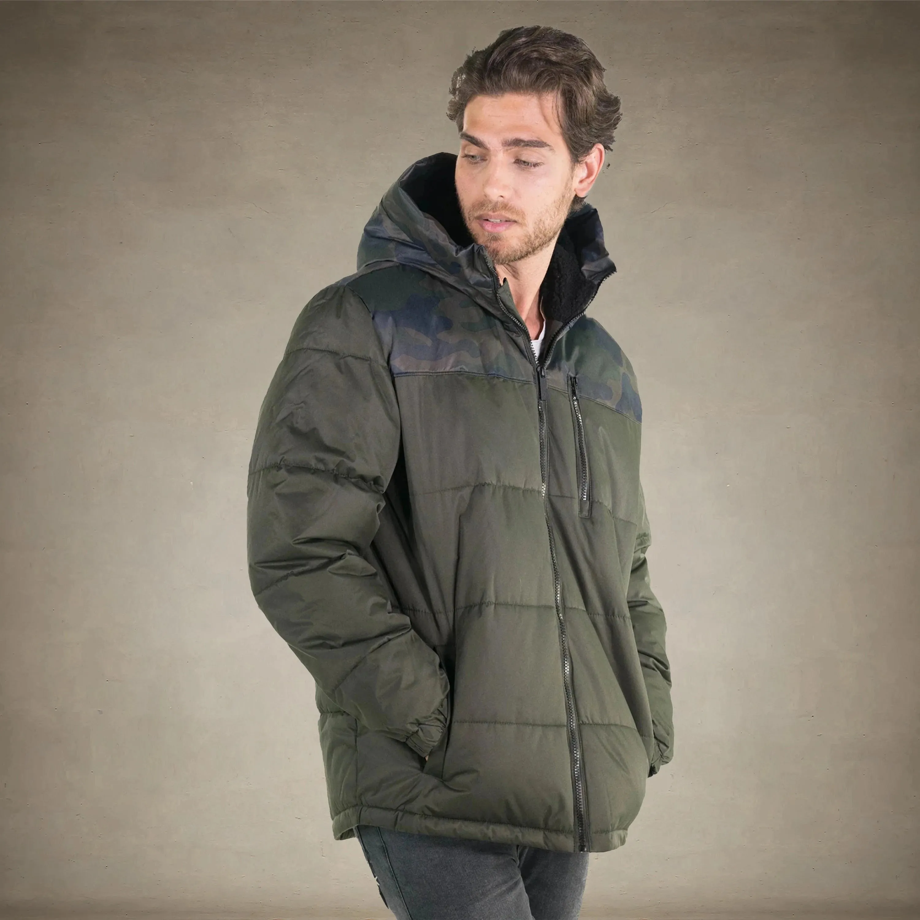 Men's Twill Block Puffer Jacket - FINAL SALE
