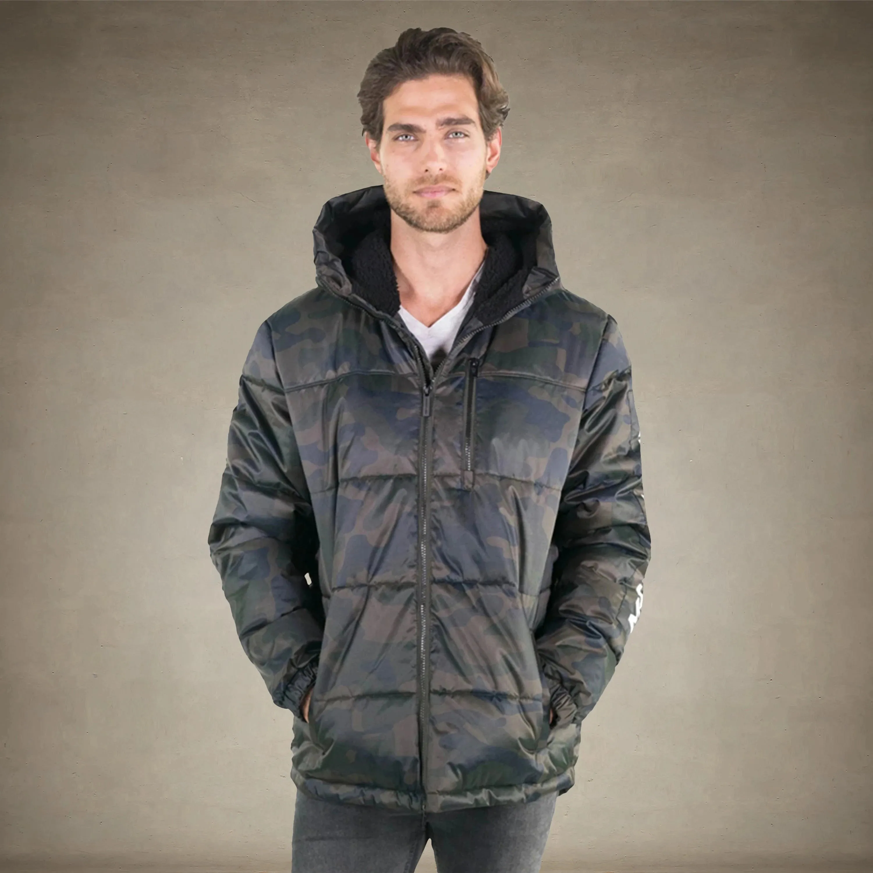 Men's Twill Block Puffer Jacket - FINAL SALE