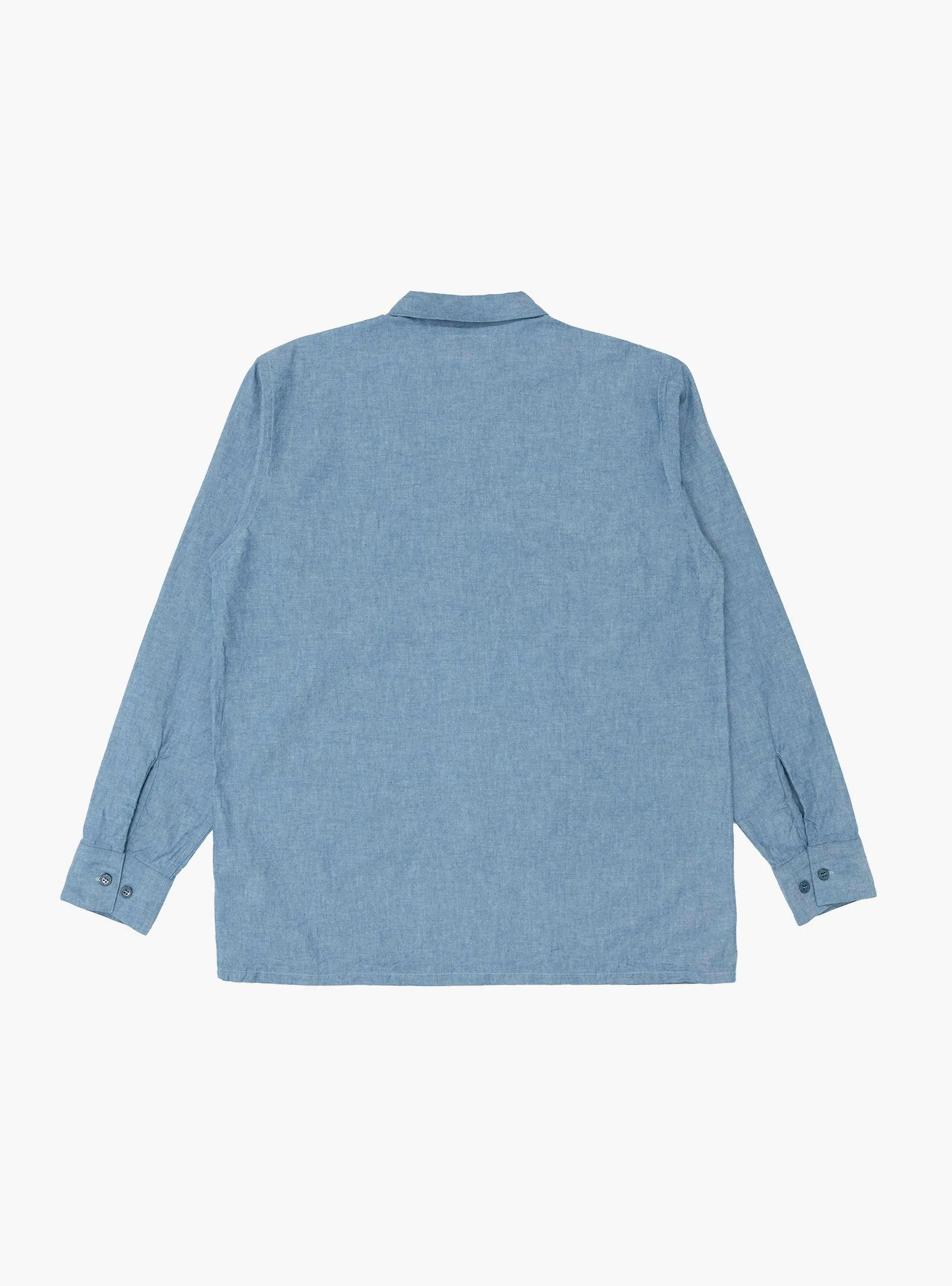 MIL Open Collar Chambray Shirt Sax