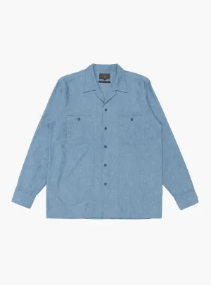 MIL Open Collar Chambray Shirt Sax