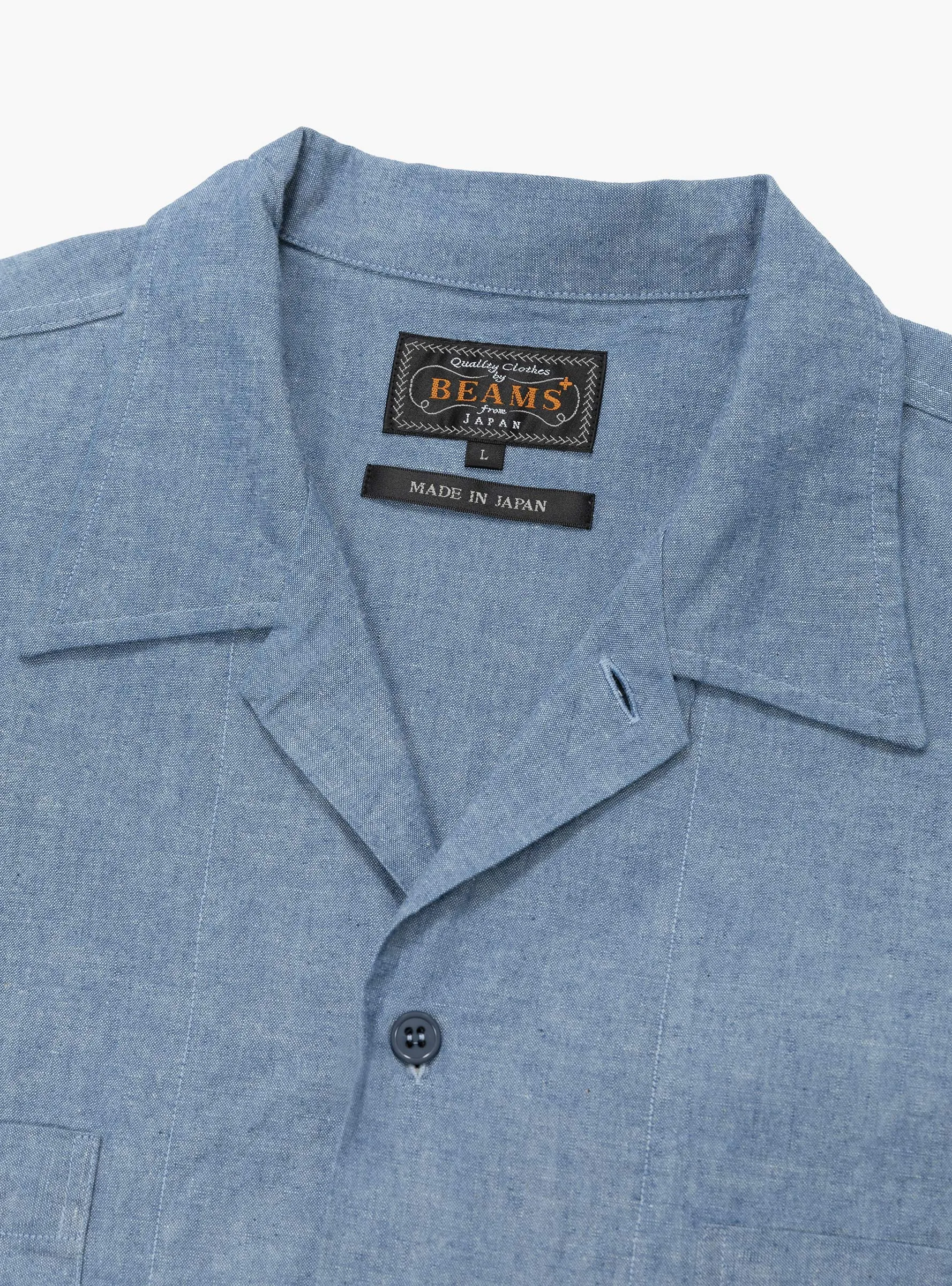 MIL Open Collar Chambray Shirt Sax