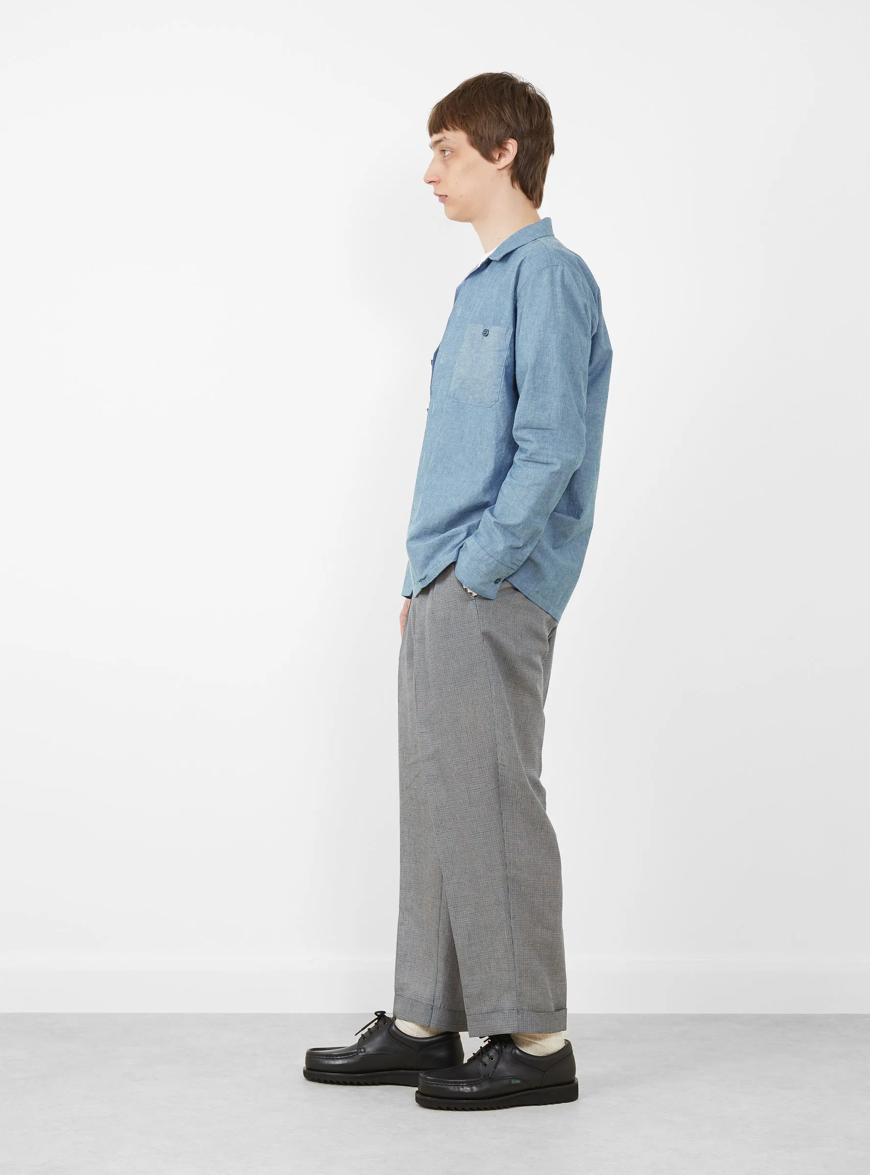 MIL Open Collar Chambray Shirt Sax