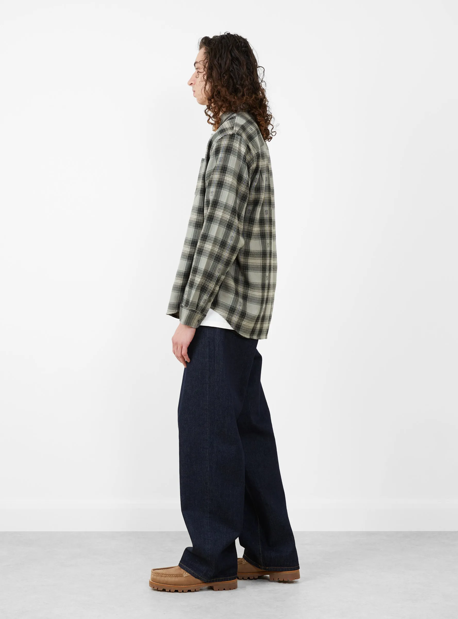 Motif Plaid Shirt Grey
