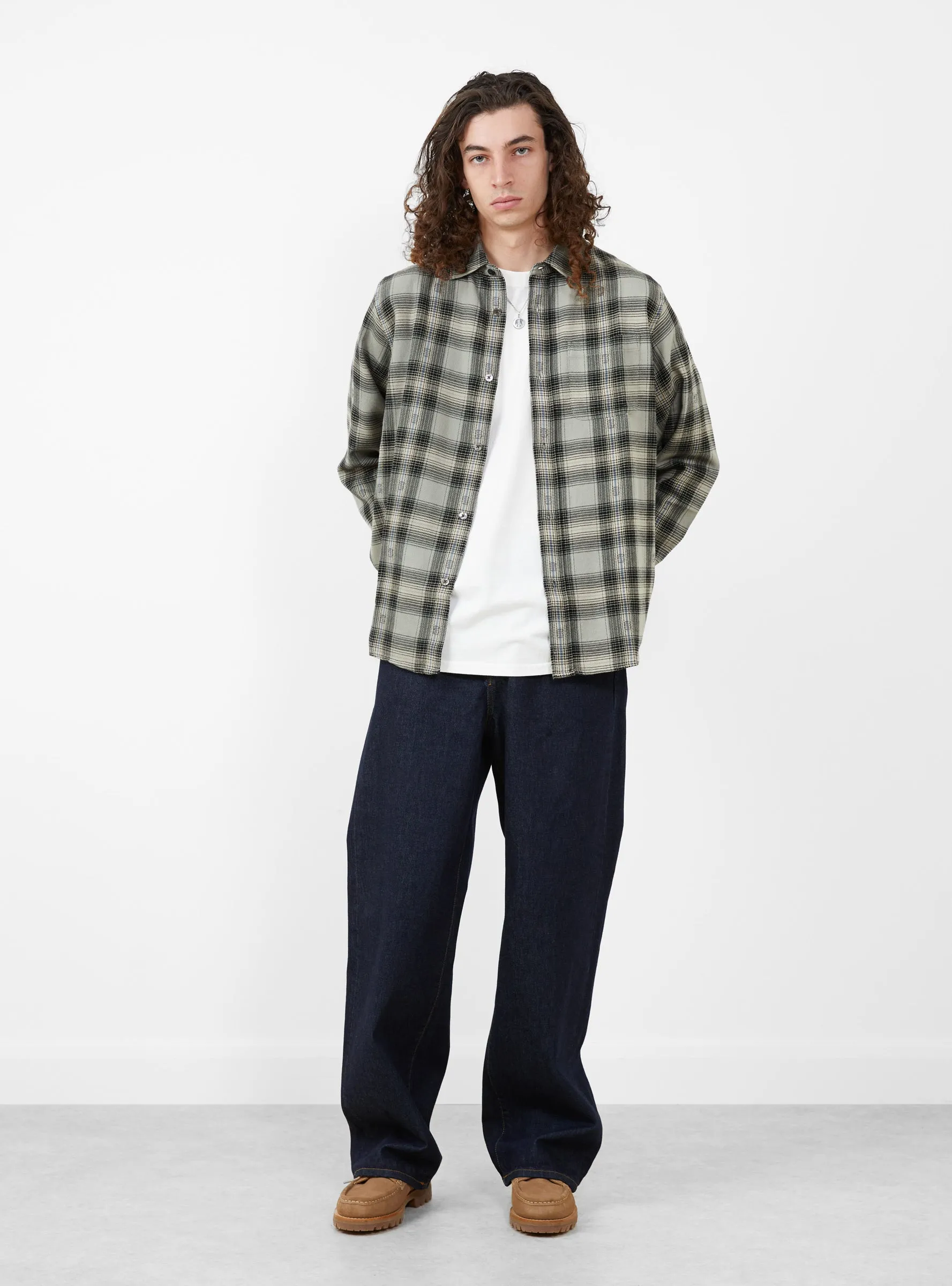 Motif Plaid Shirt Grey