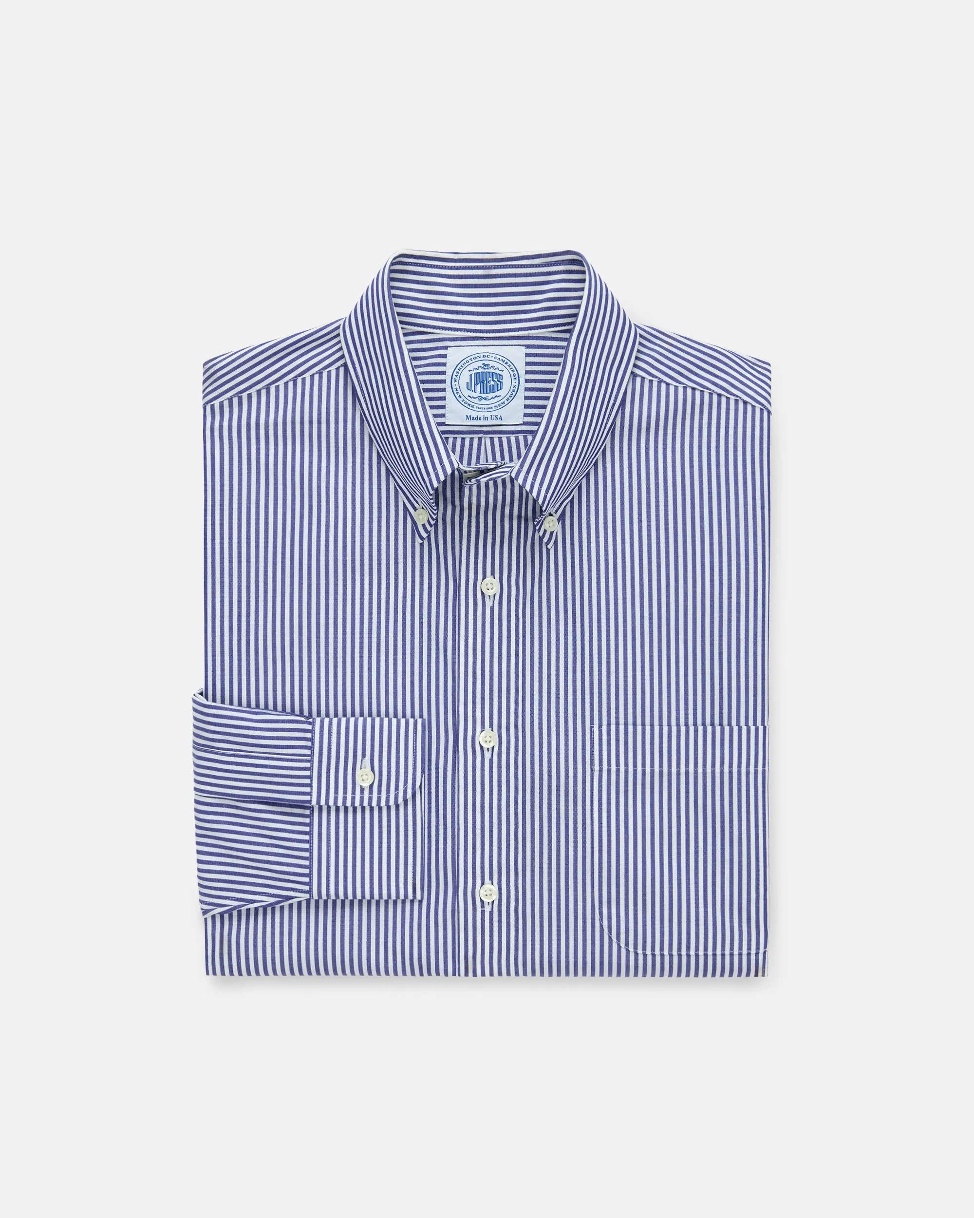 NAVY CANDY STRIPE DRESS SHIRT