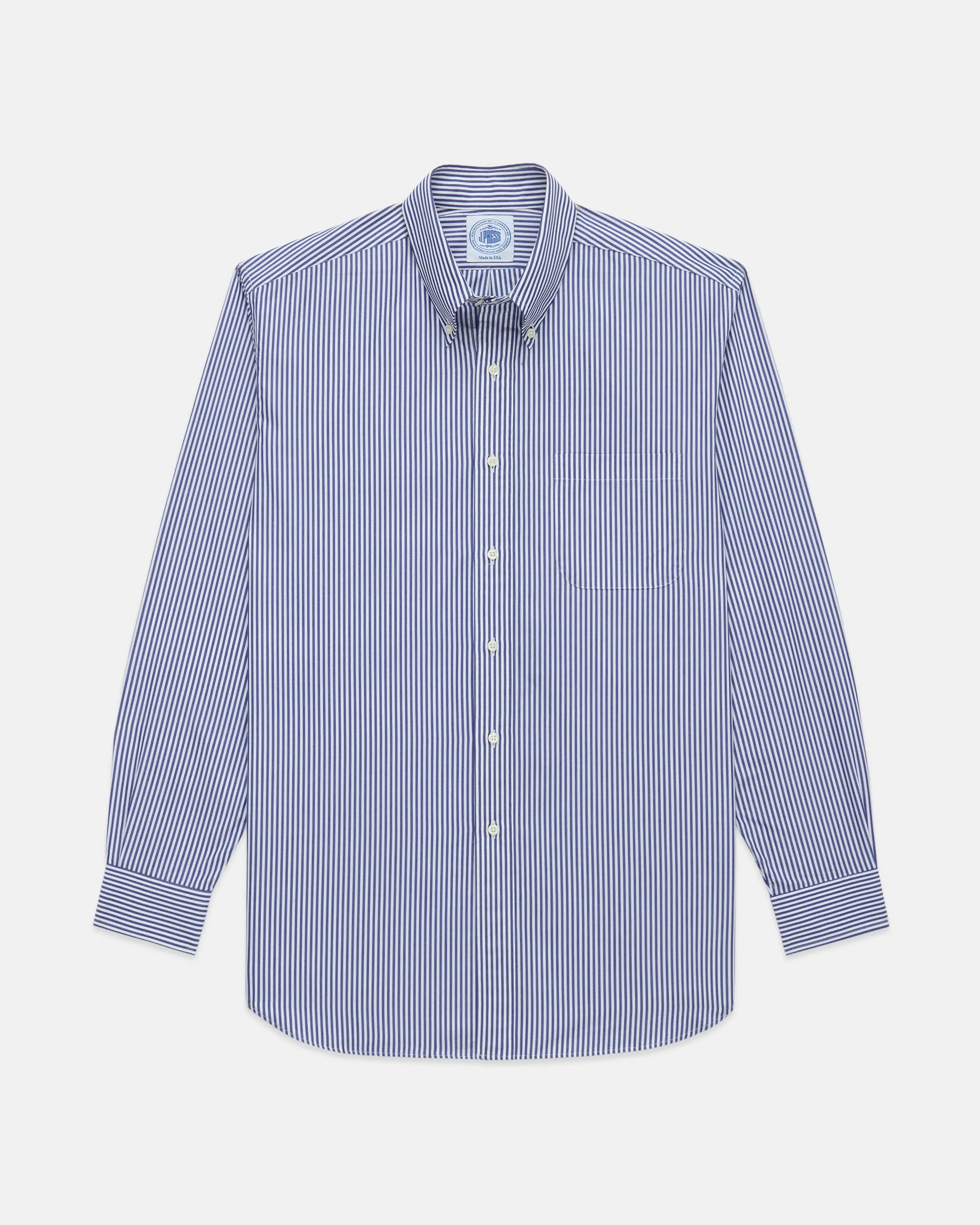 NAVY CANDY STRIPE DRESS SHIRT