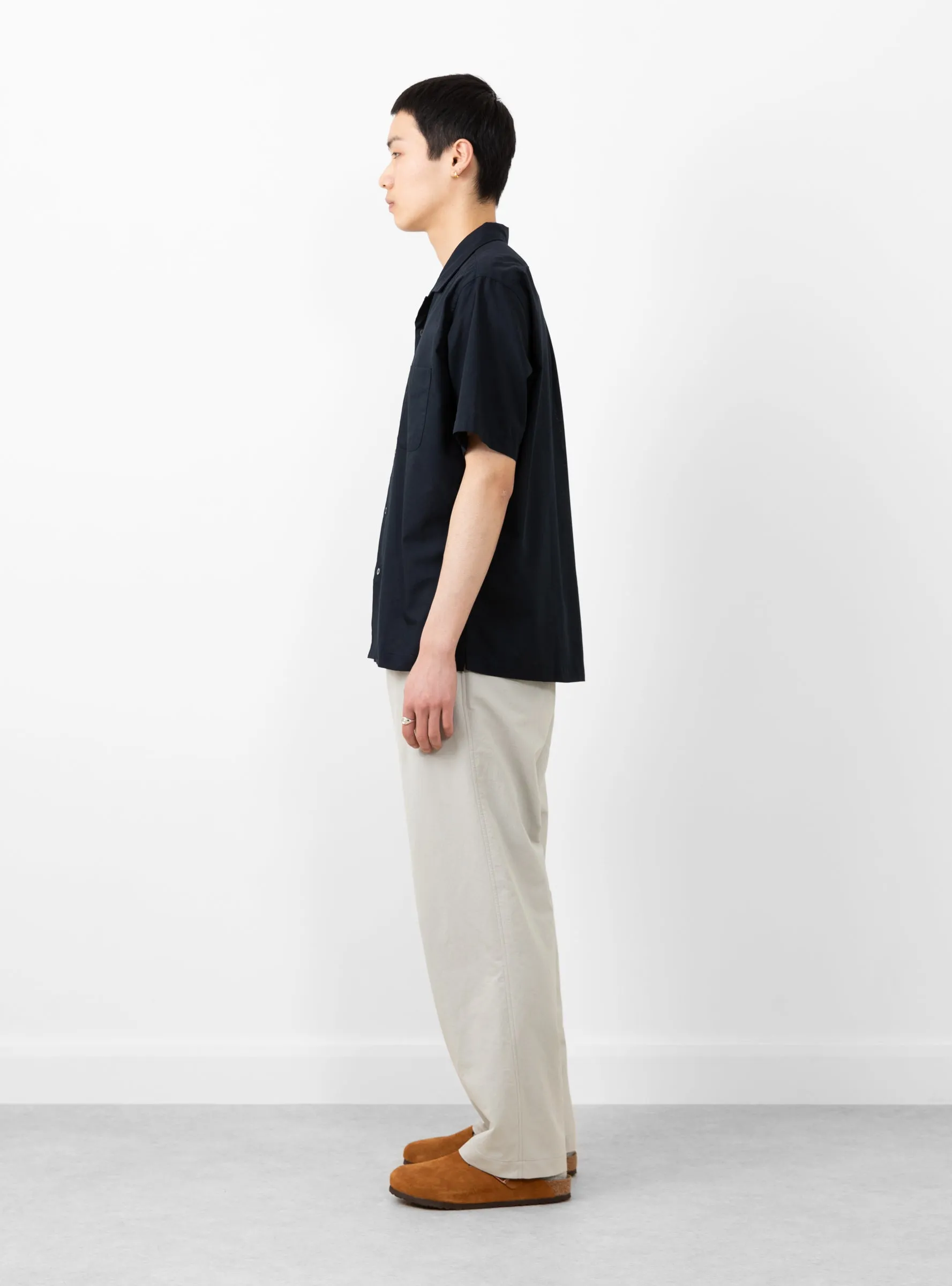 Open Collar Panama Shirt Navy