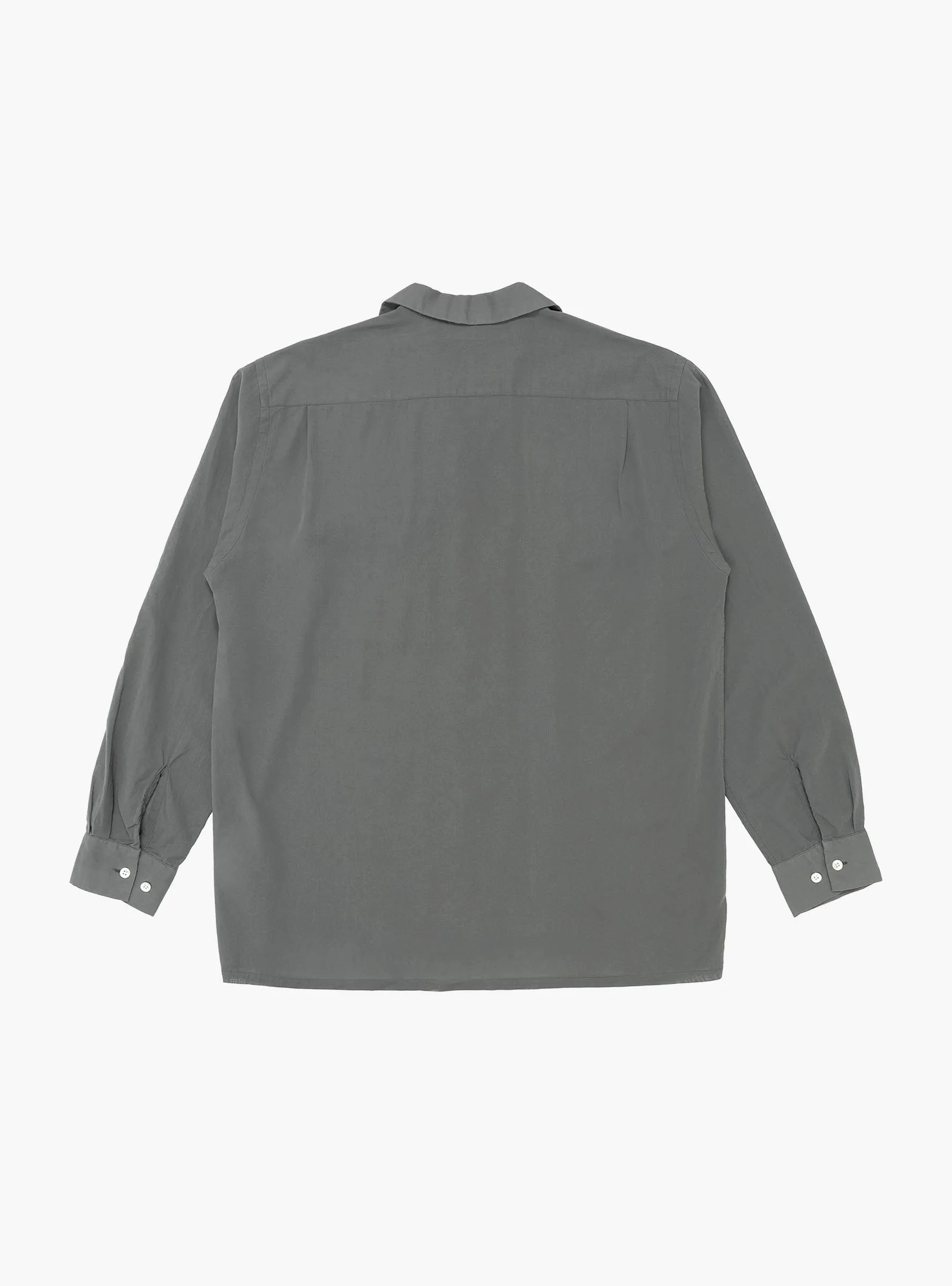 Open Collar Shirt 100/2 Organdy Garment Dye Charcoal