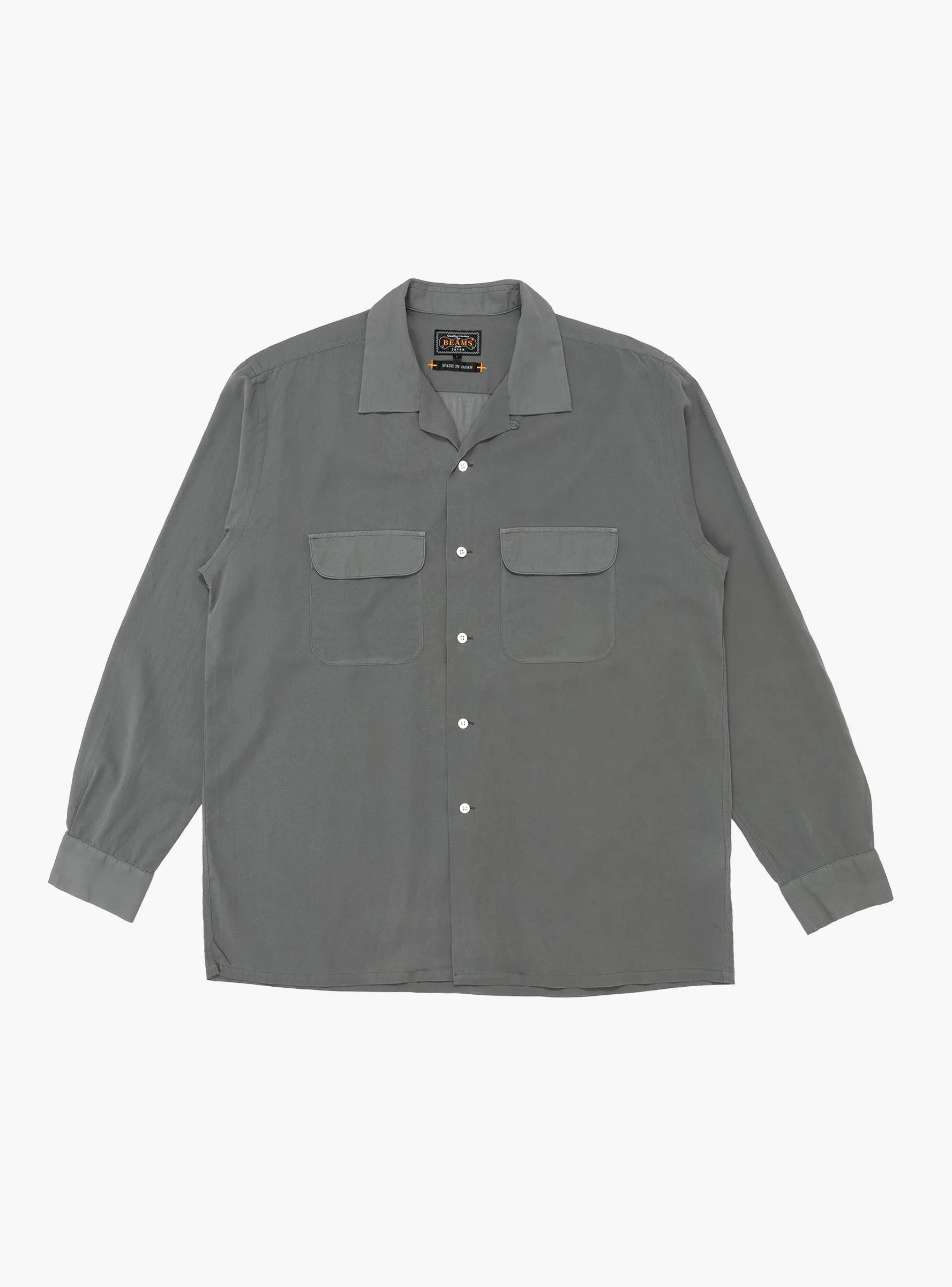 Open Collar Shirt 100/2 Organdy Garment Dye Charcoal