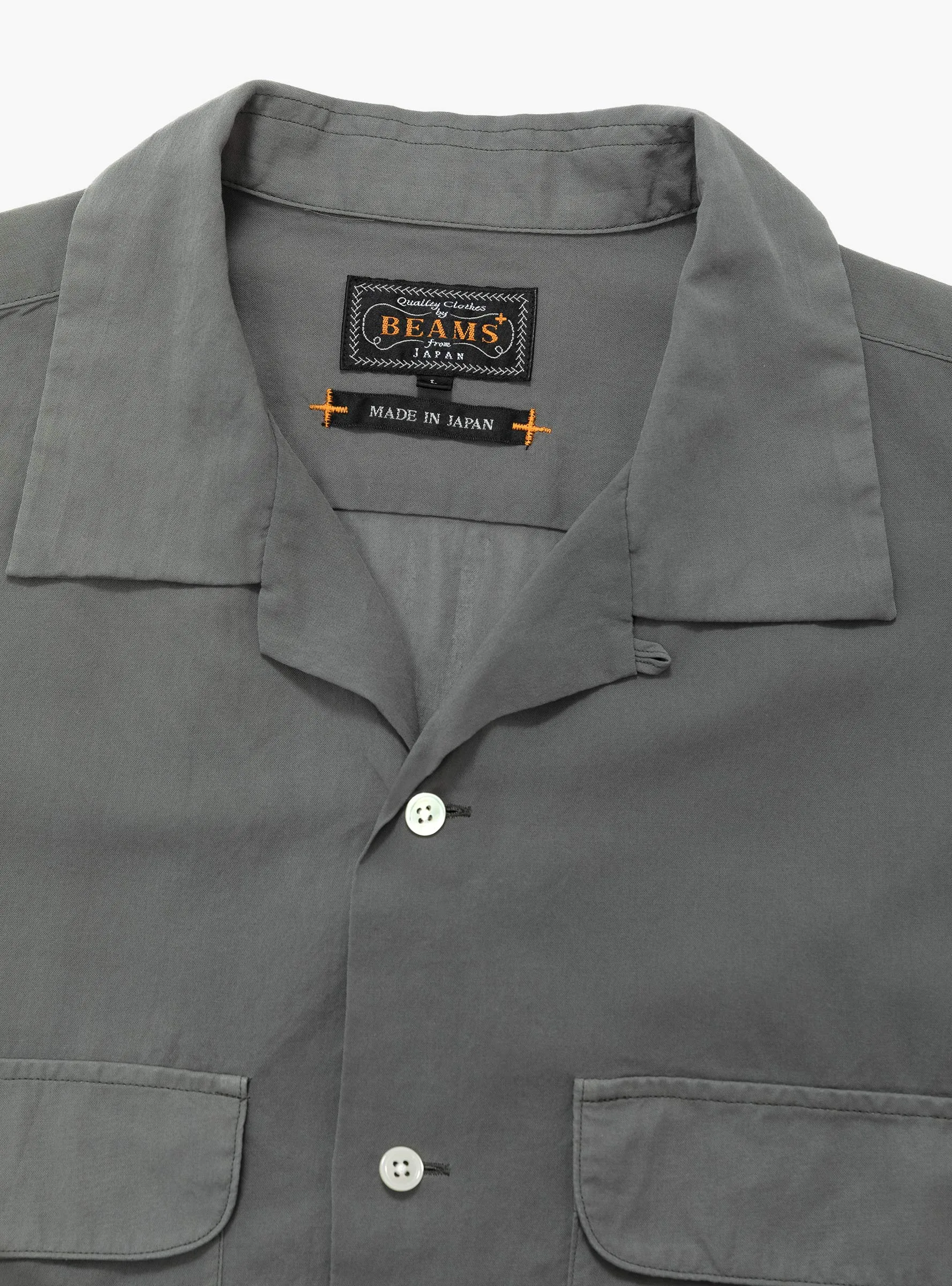 Open Collar Shirt 100/2 Organdy Garment Dye Charcoal