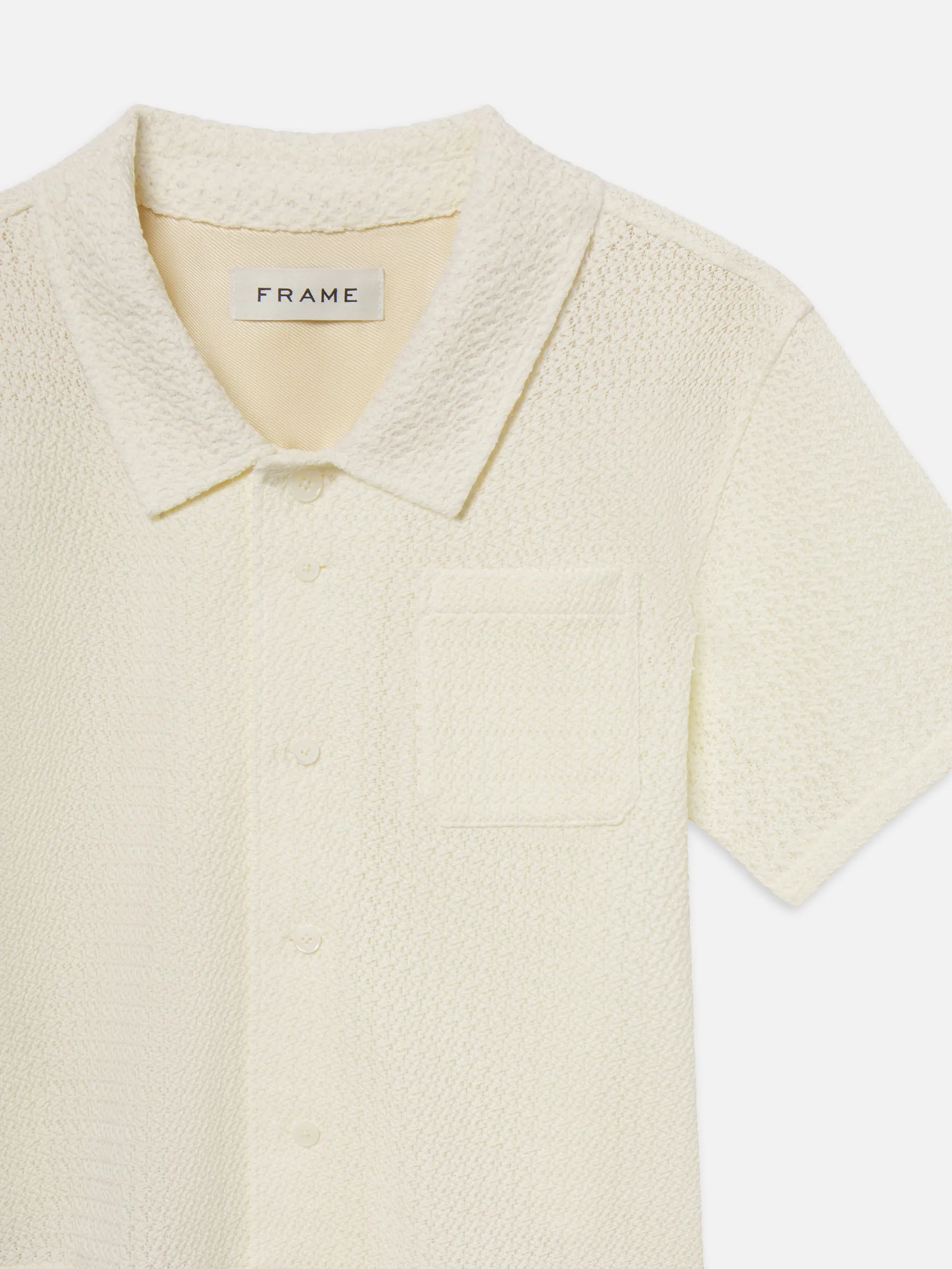 Open Weave Short Sleeve Shirt -- Cream