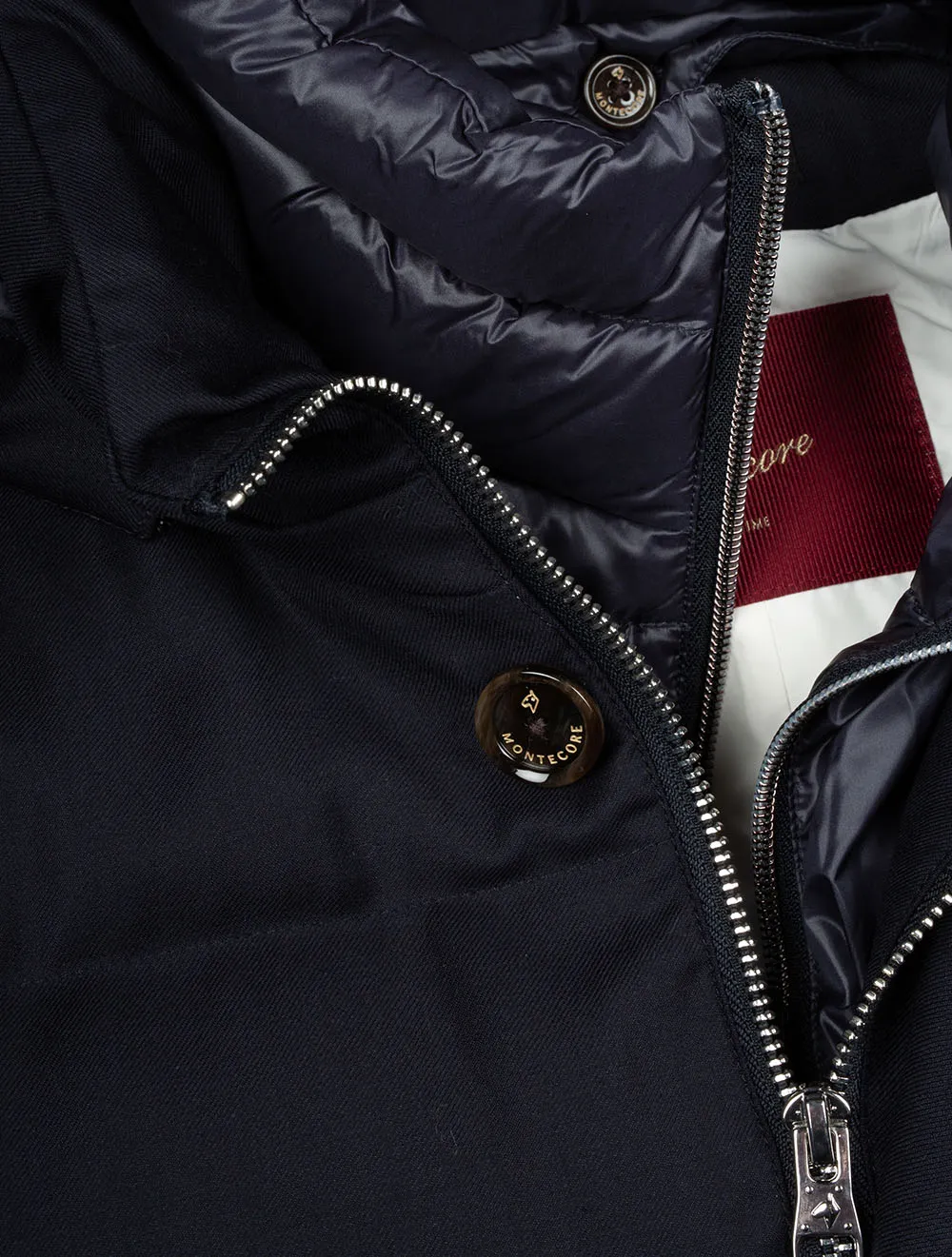 Padded Down Jacket With Hood Navy