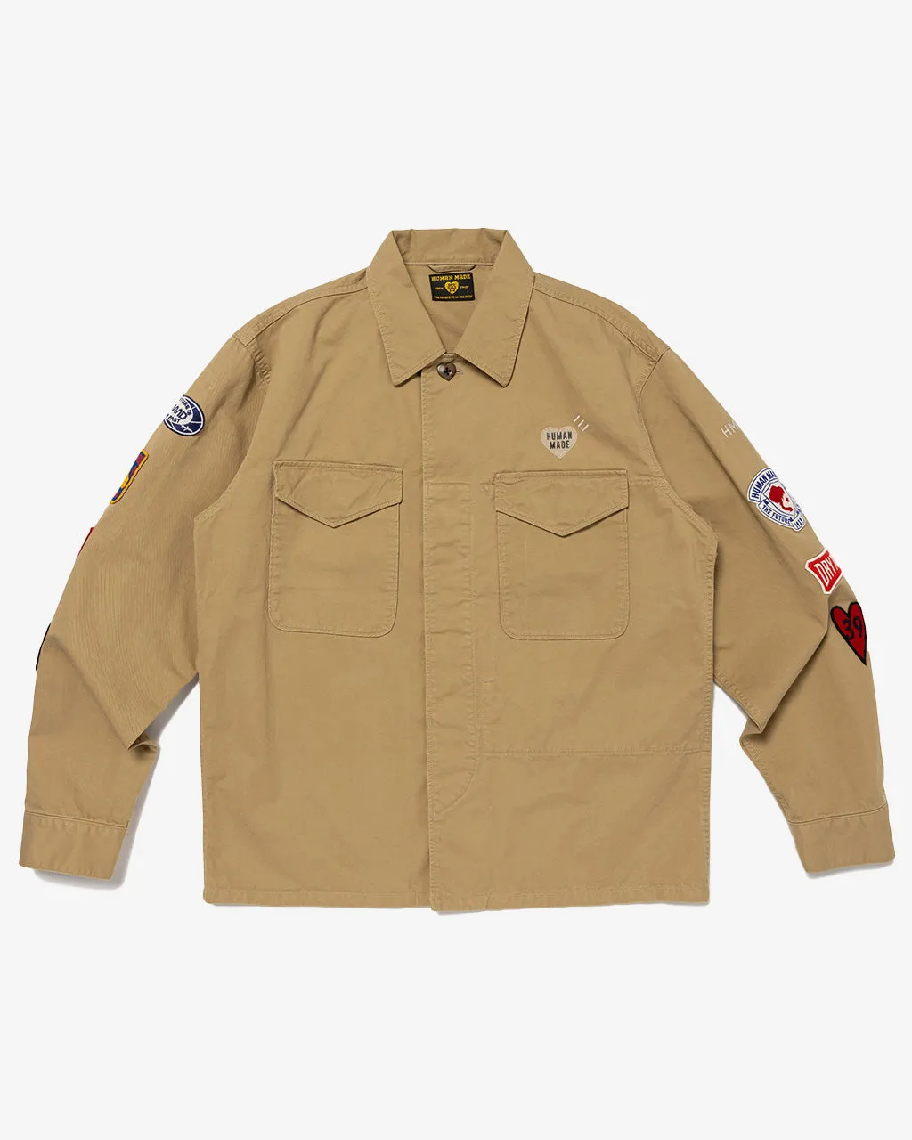 Patched Military Shirt Beige