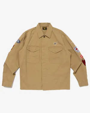 Patched Military Shirt Beige