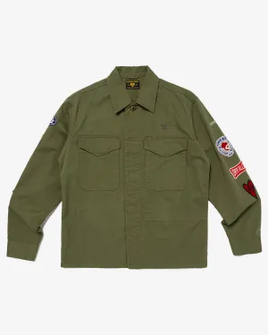 Patched Military Shirt Olive Drab