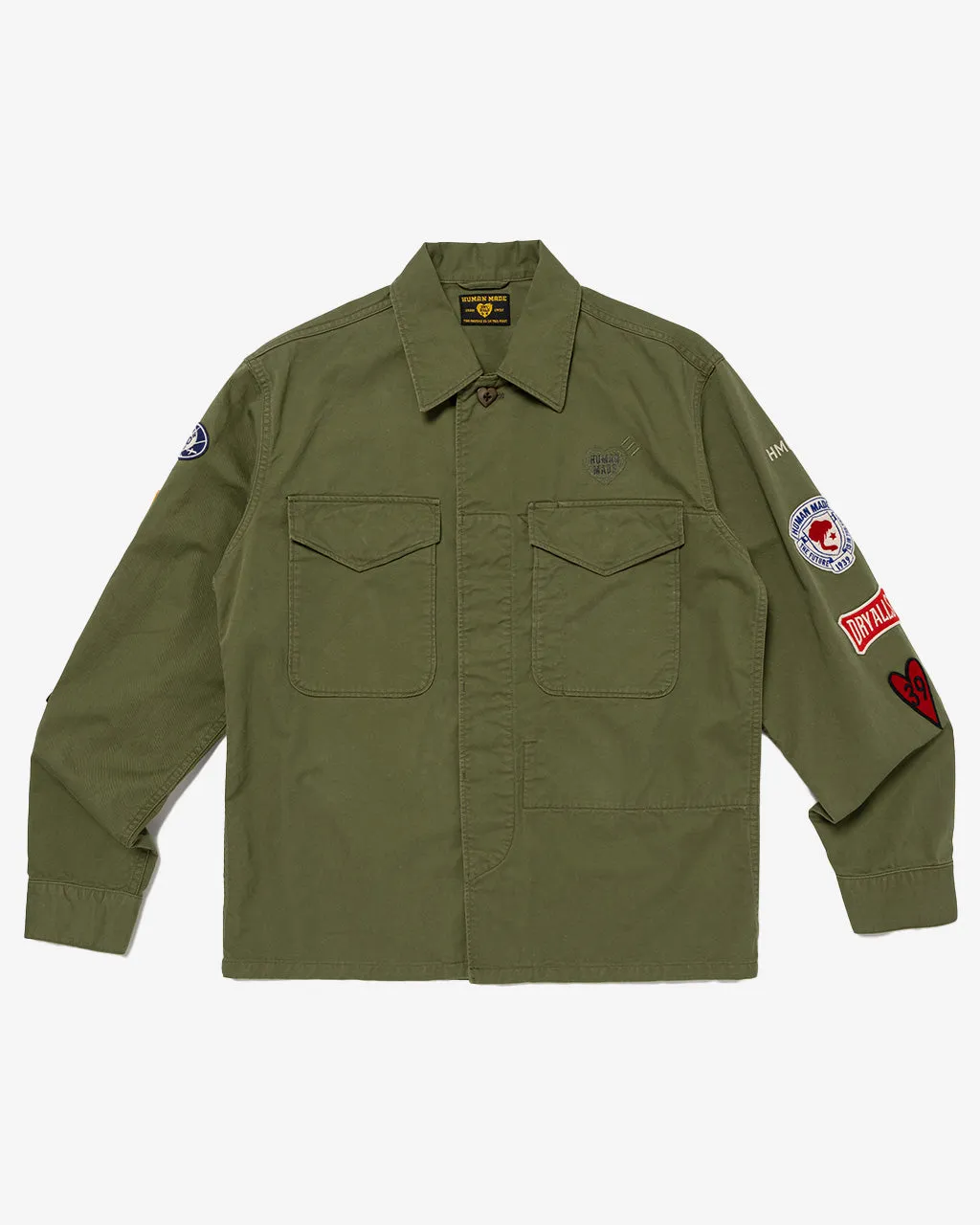 Patched Military Shirt Olive Drab