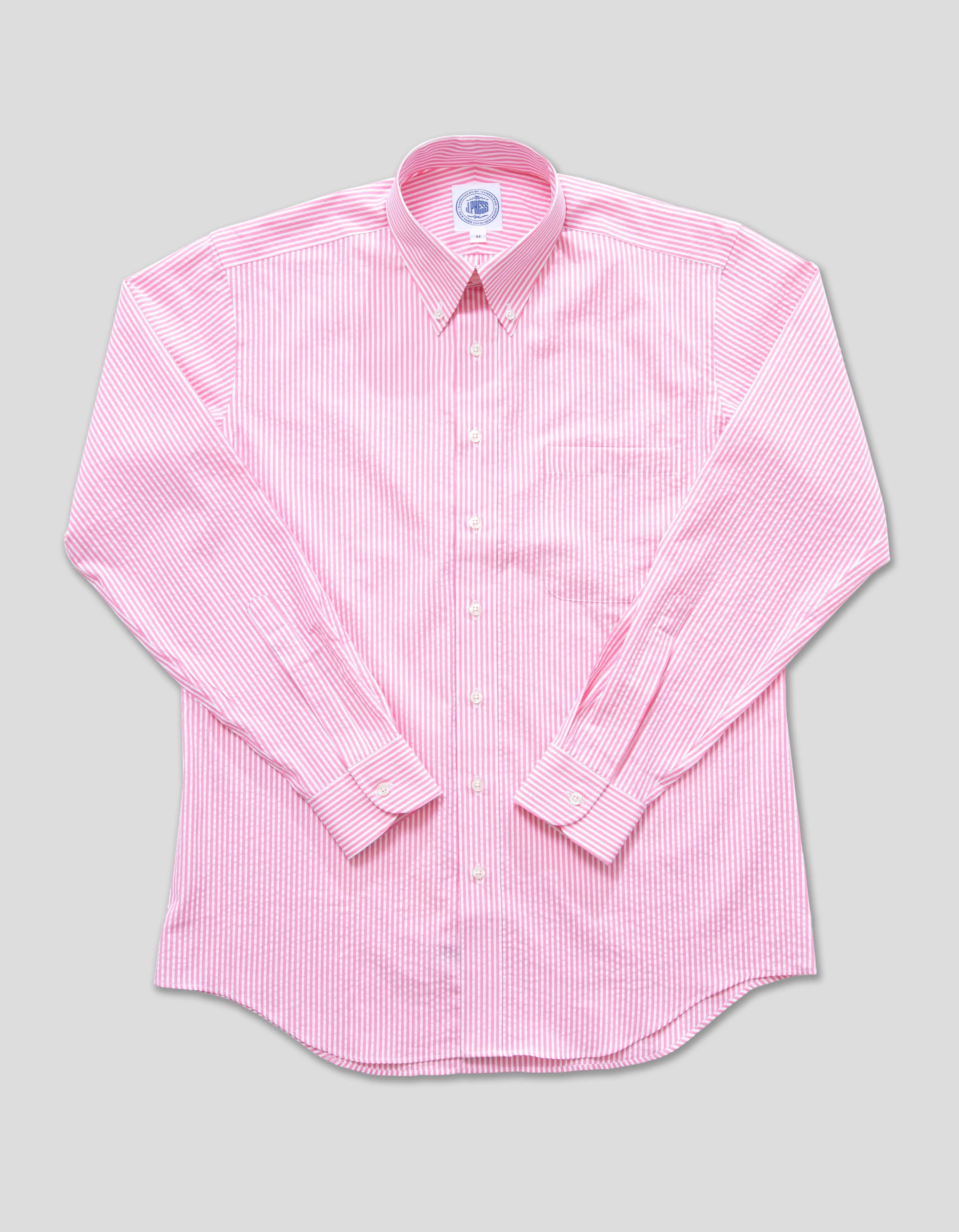 PINK/WHITE STRIPE SEERSUCKER SHIRT
