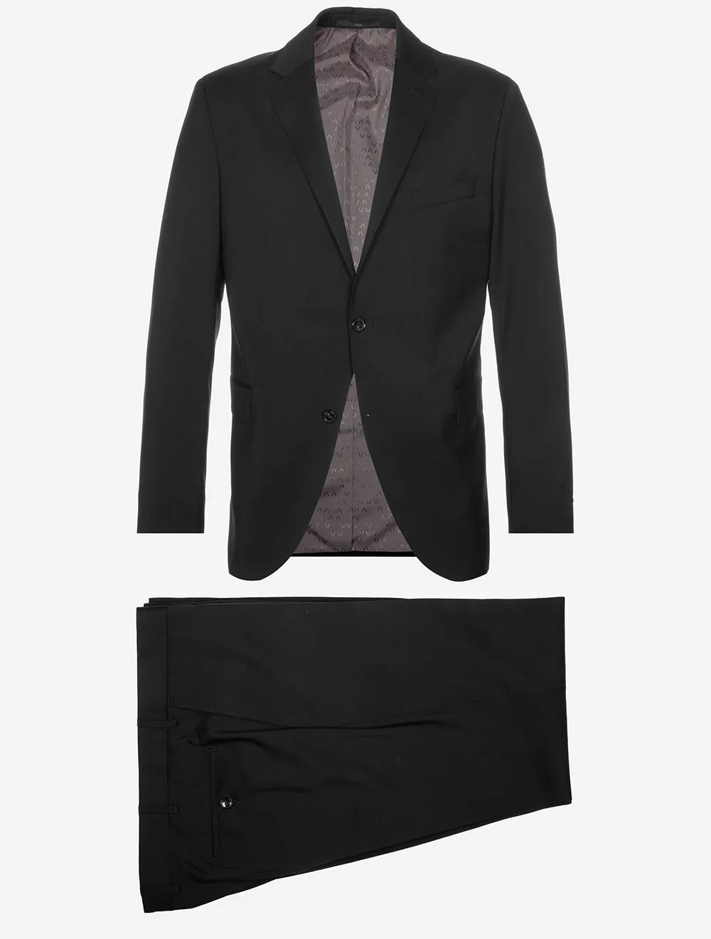 Plain Virgin Wool Suit Black