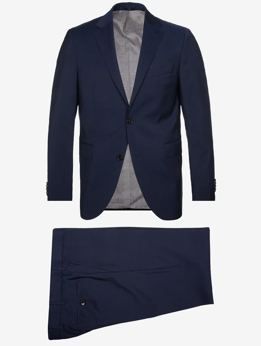 Plain Virgin Wool Suit Navy