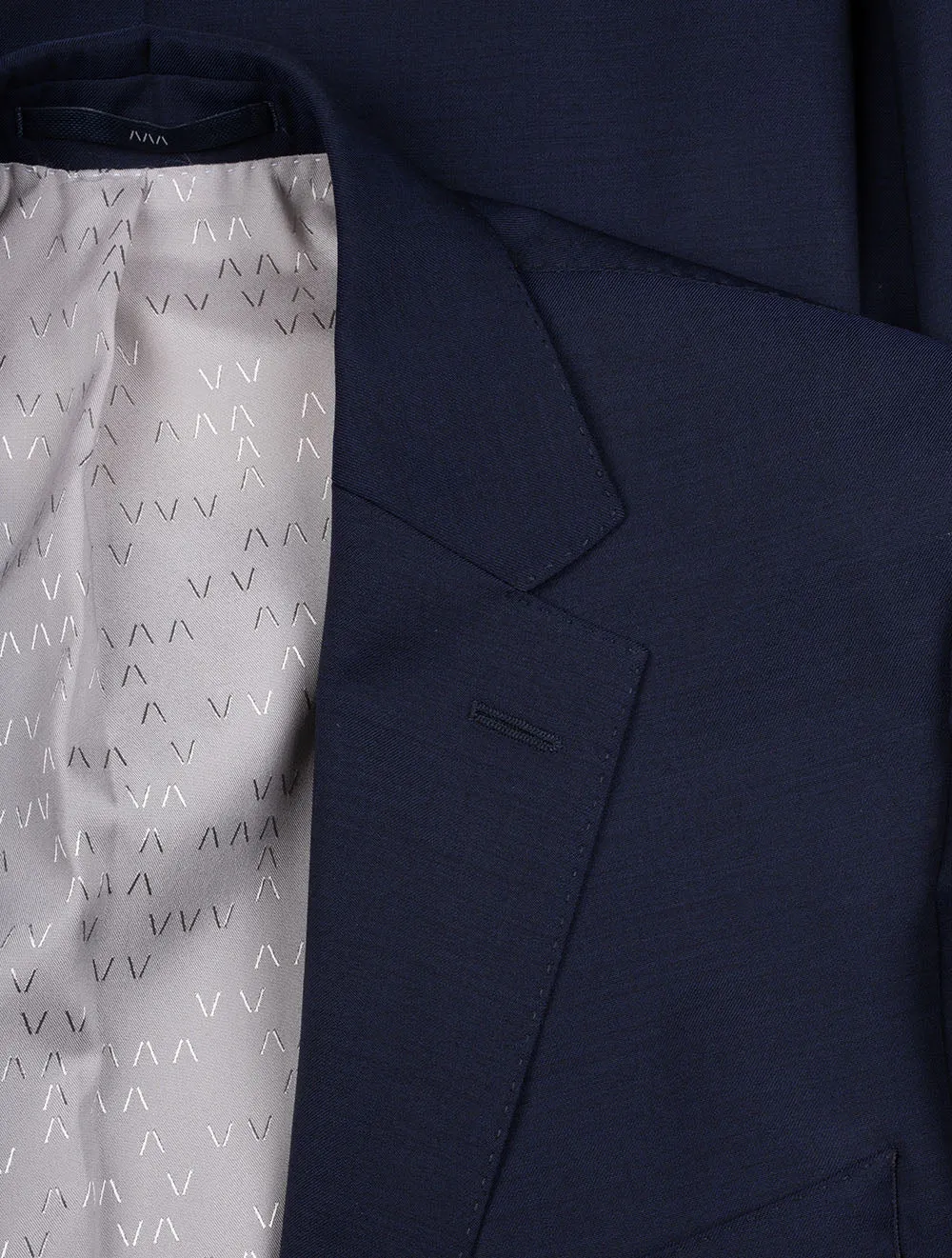 Plain Virgin Wool Suit Navy