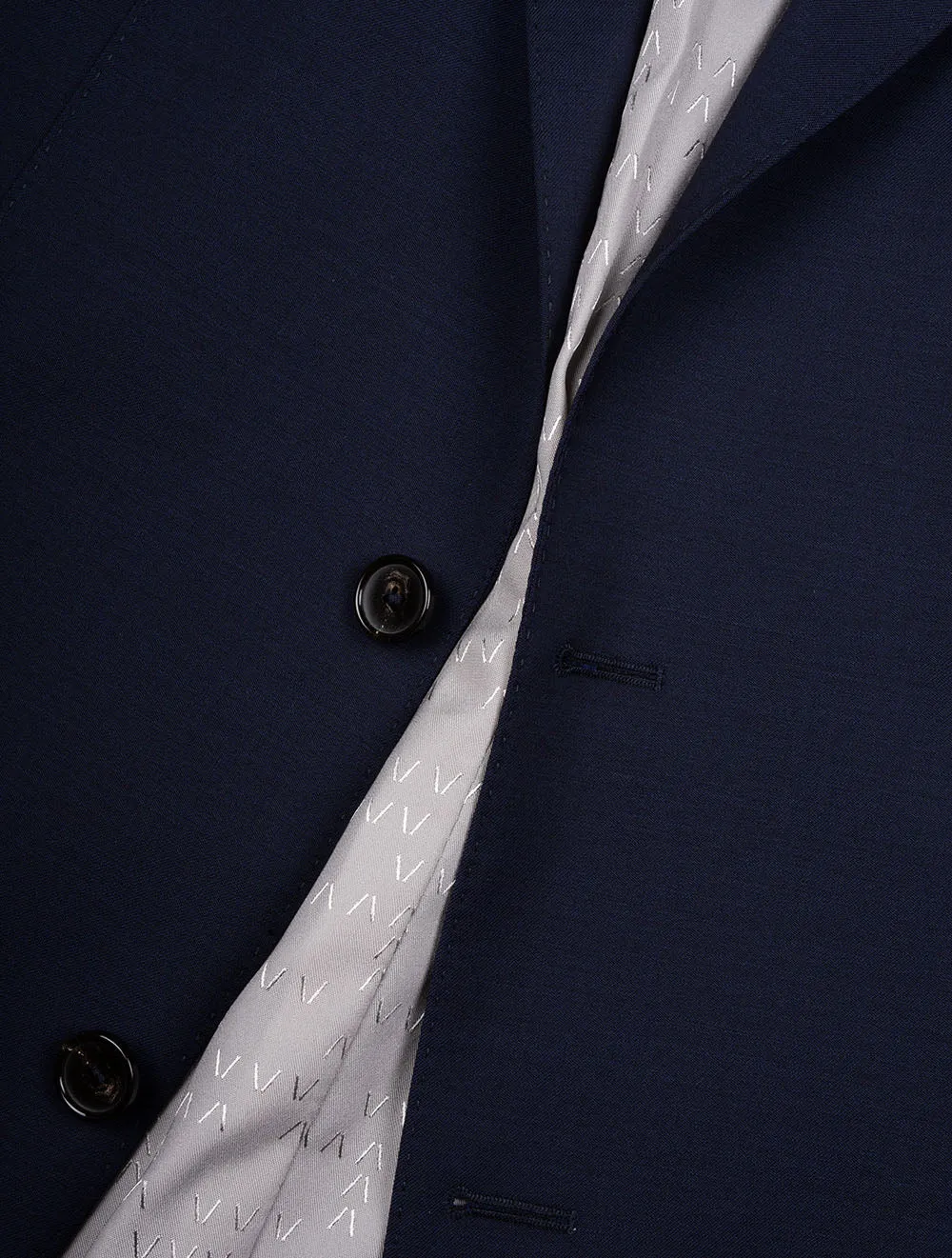 Plain Virgin Wool Suit Navy