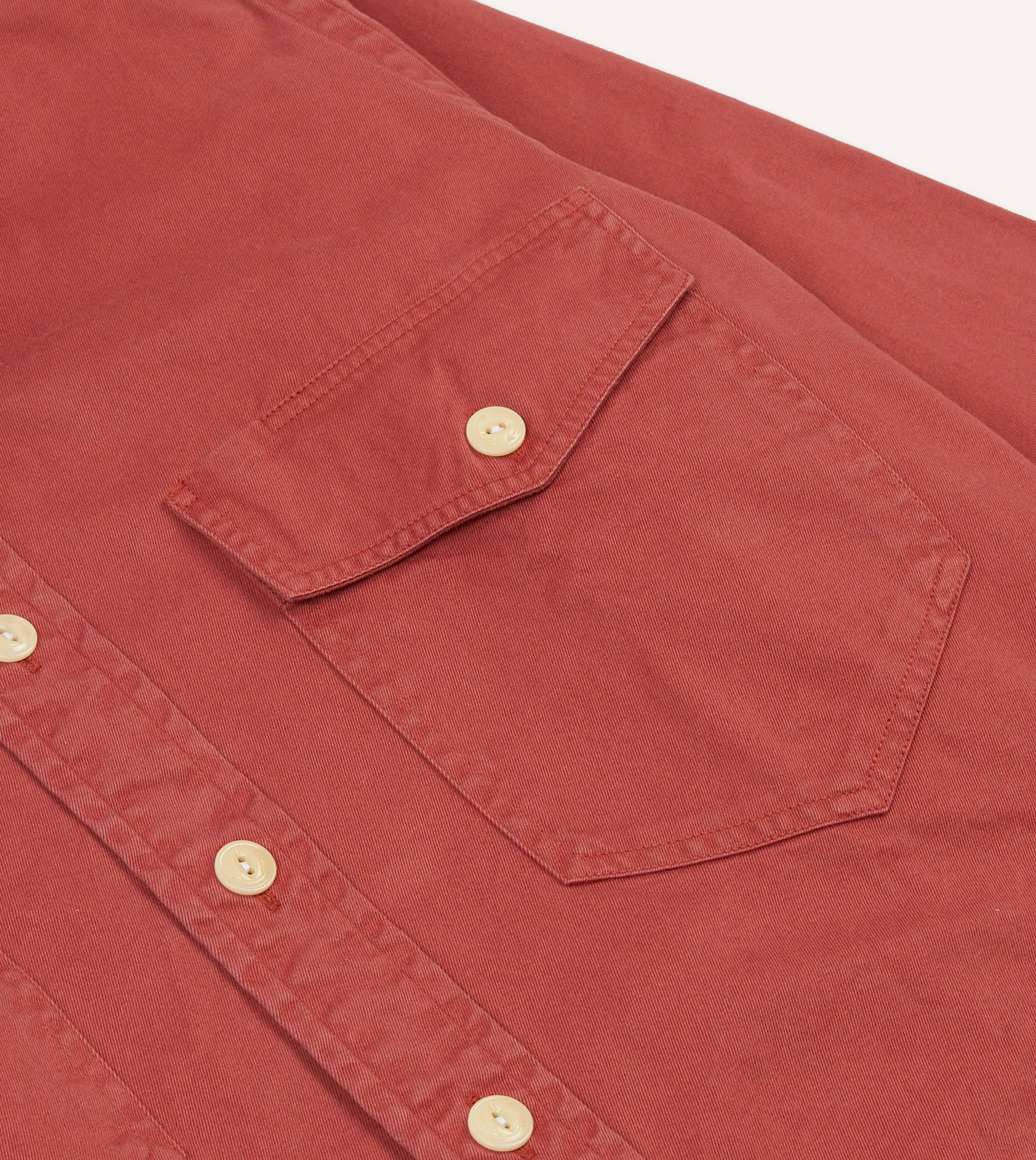 Red Cotton Long Point Collar Work Shirt