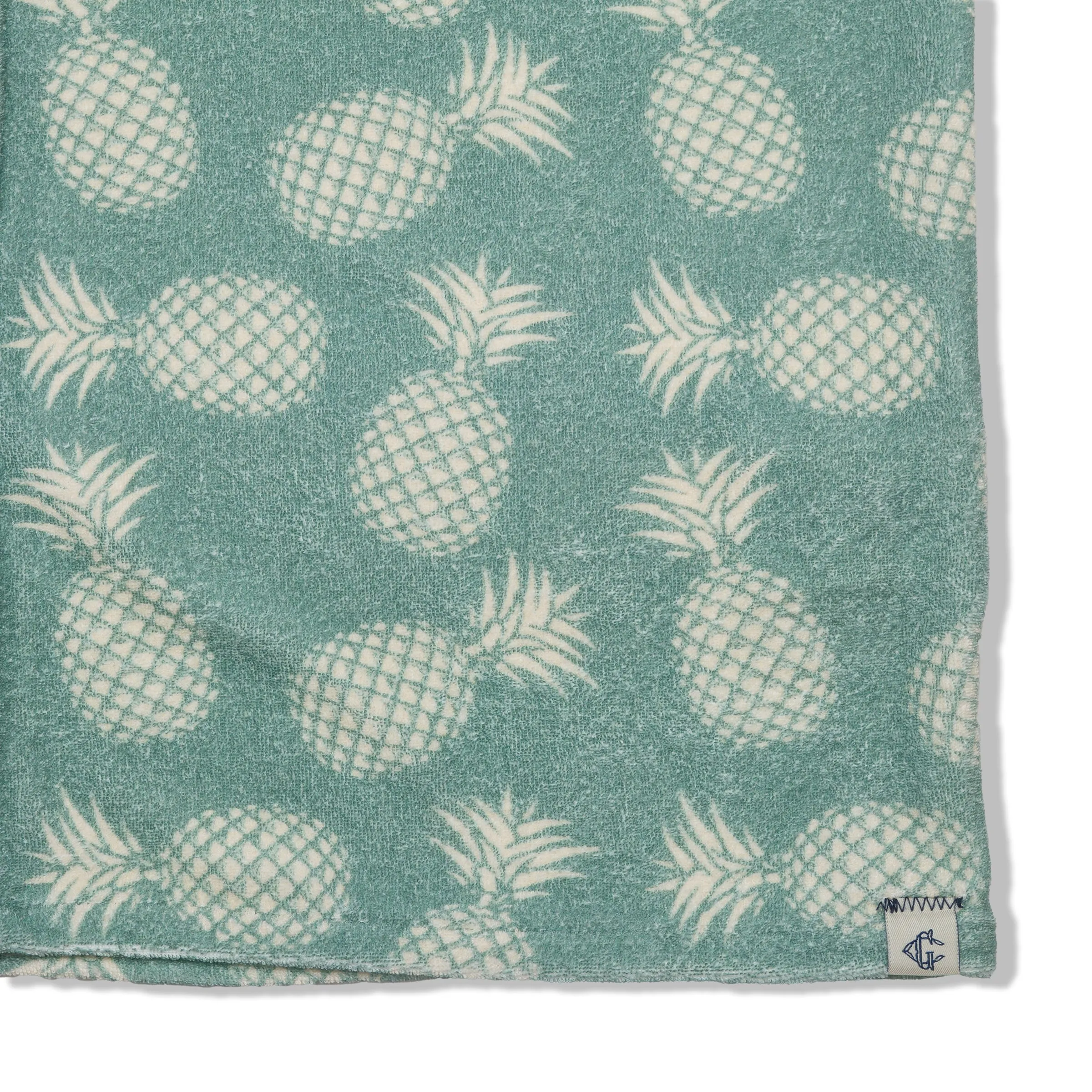 Riviera Terry Button Front Print Shirt - Celadon Pineapple