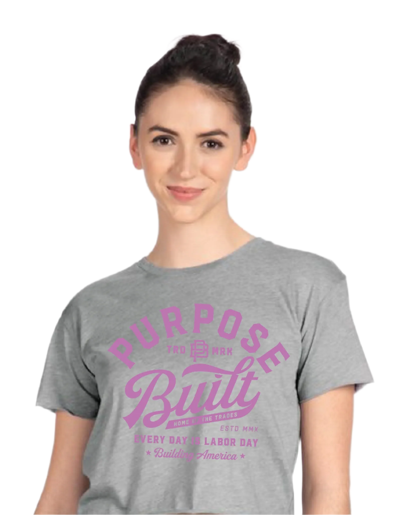 Script Crop Tee, Grey