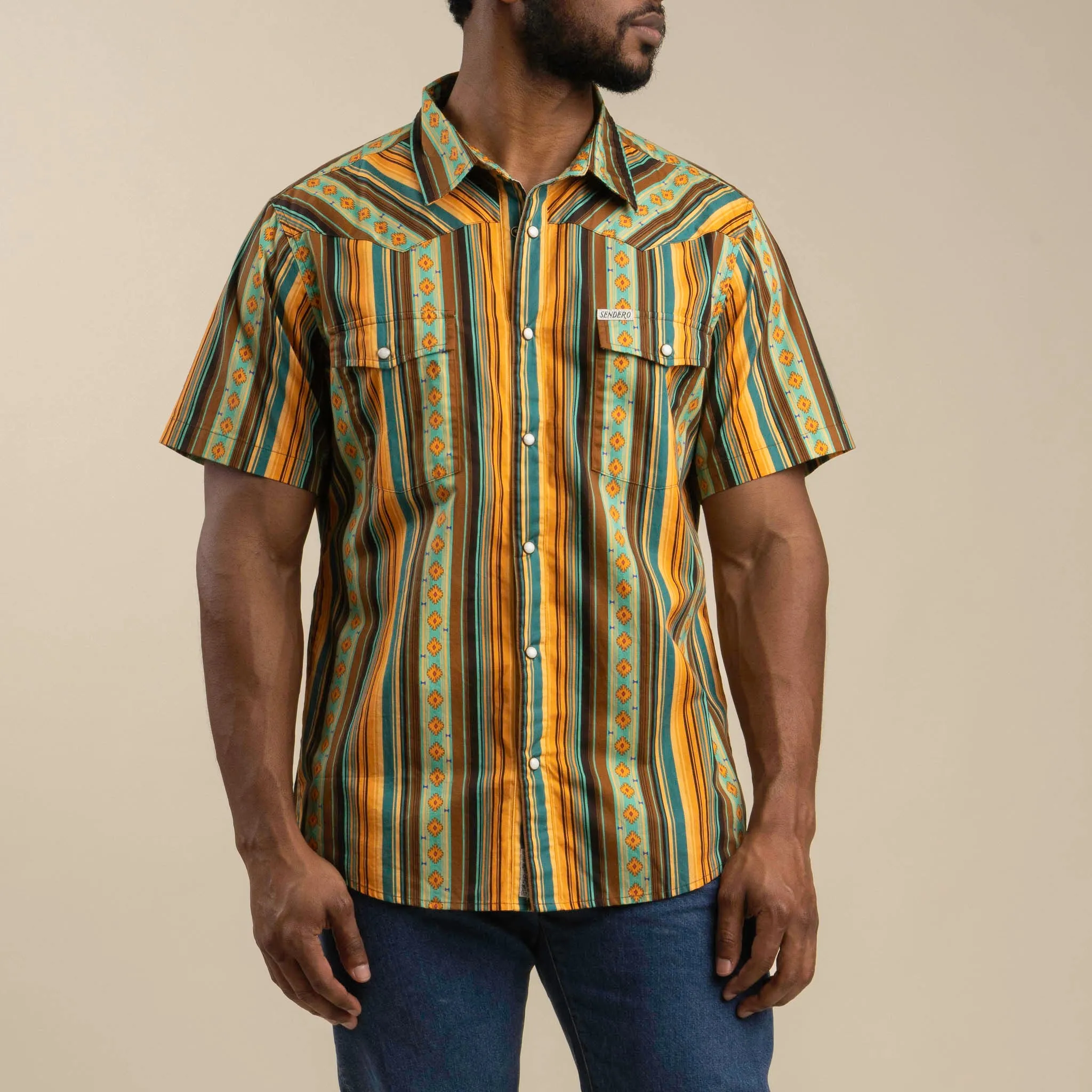 Serape Pearl Snap Short Sleeve