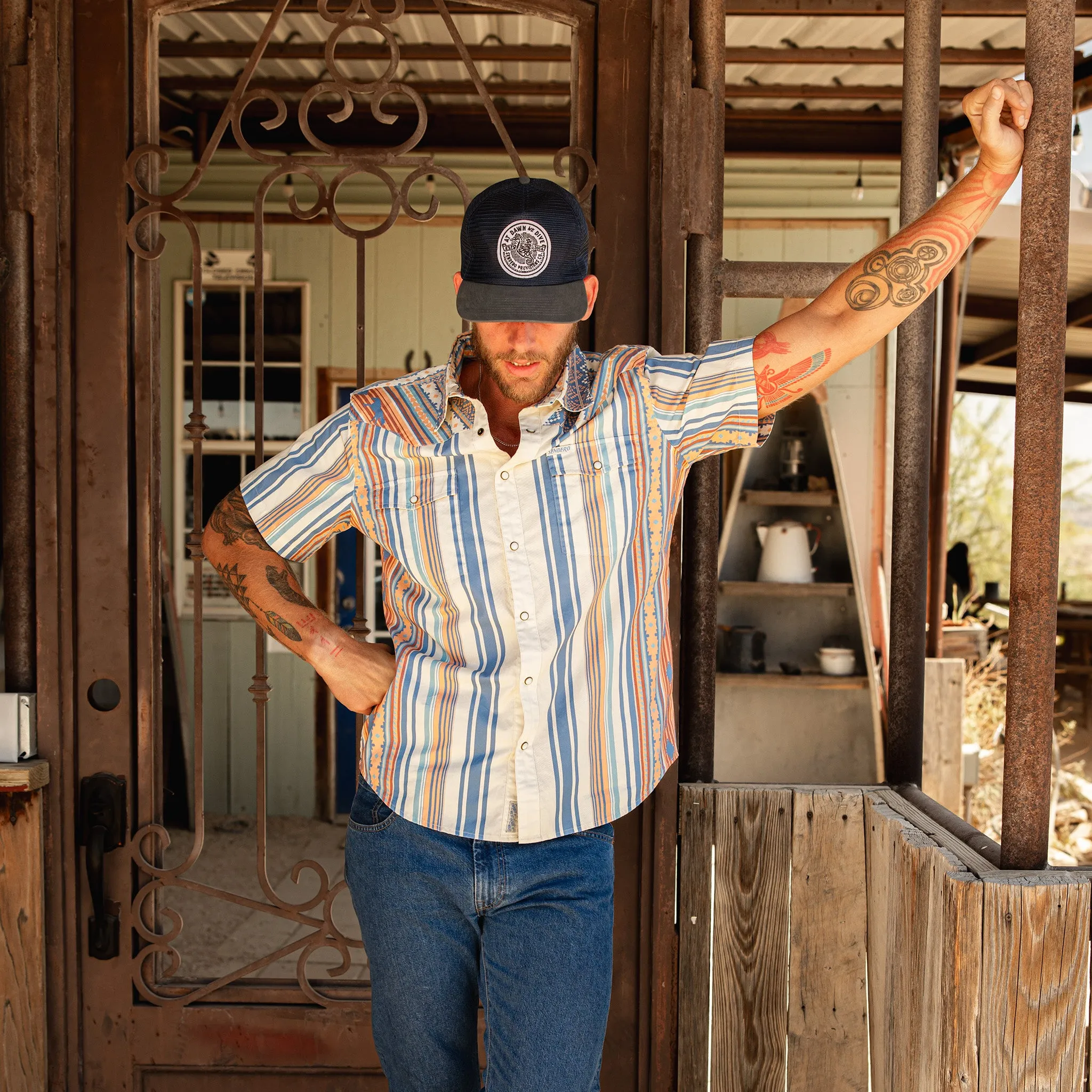 Serape Pearl Snap Short Sleeve