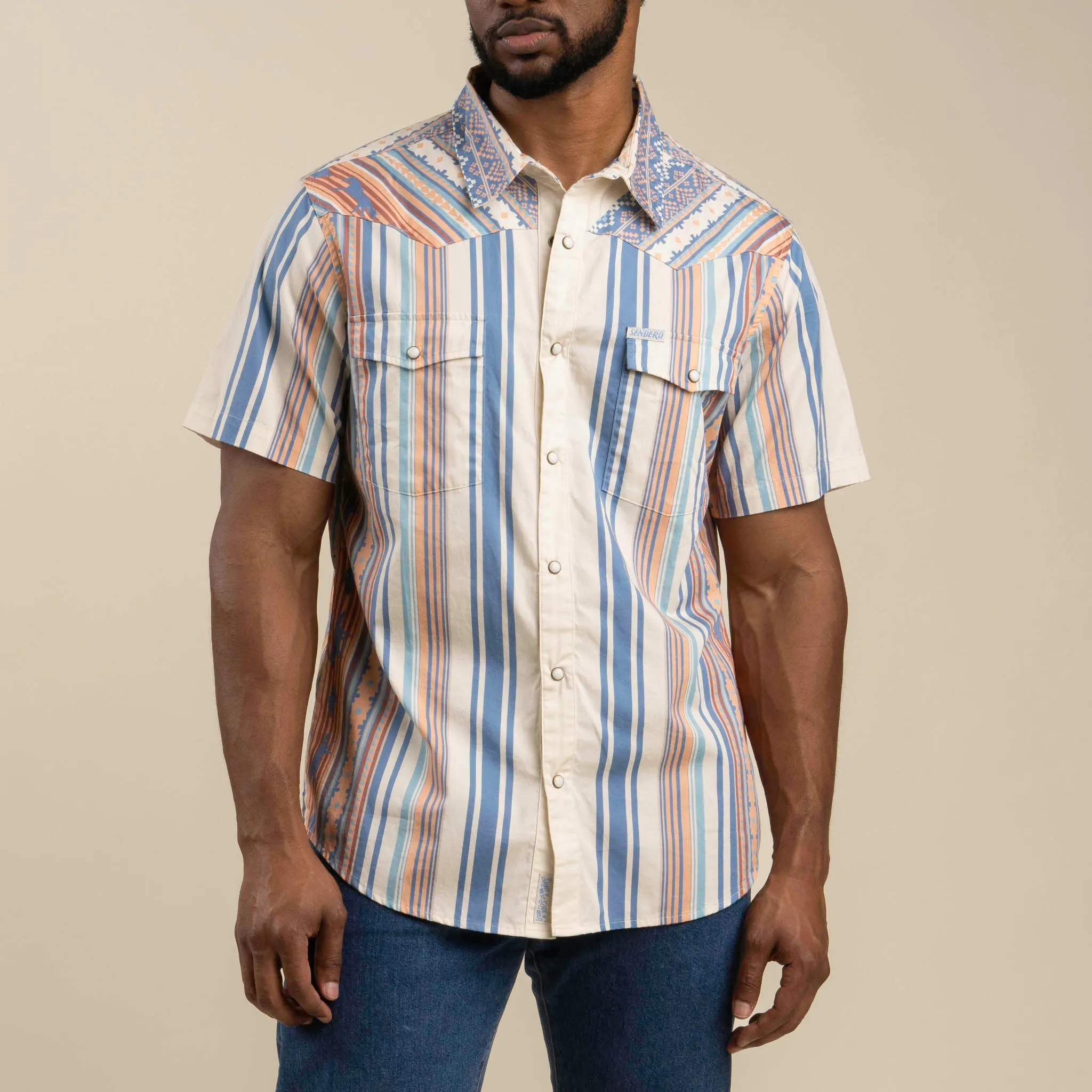 Serape Pearl Snap Short Sleeve