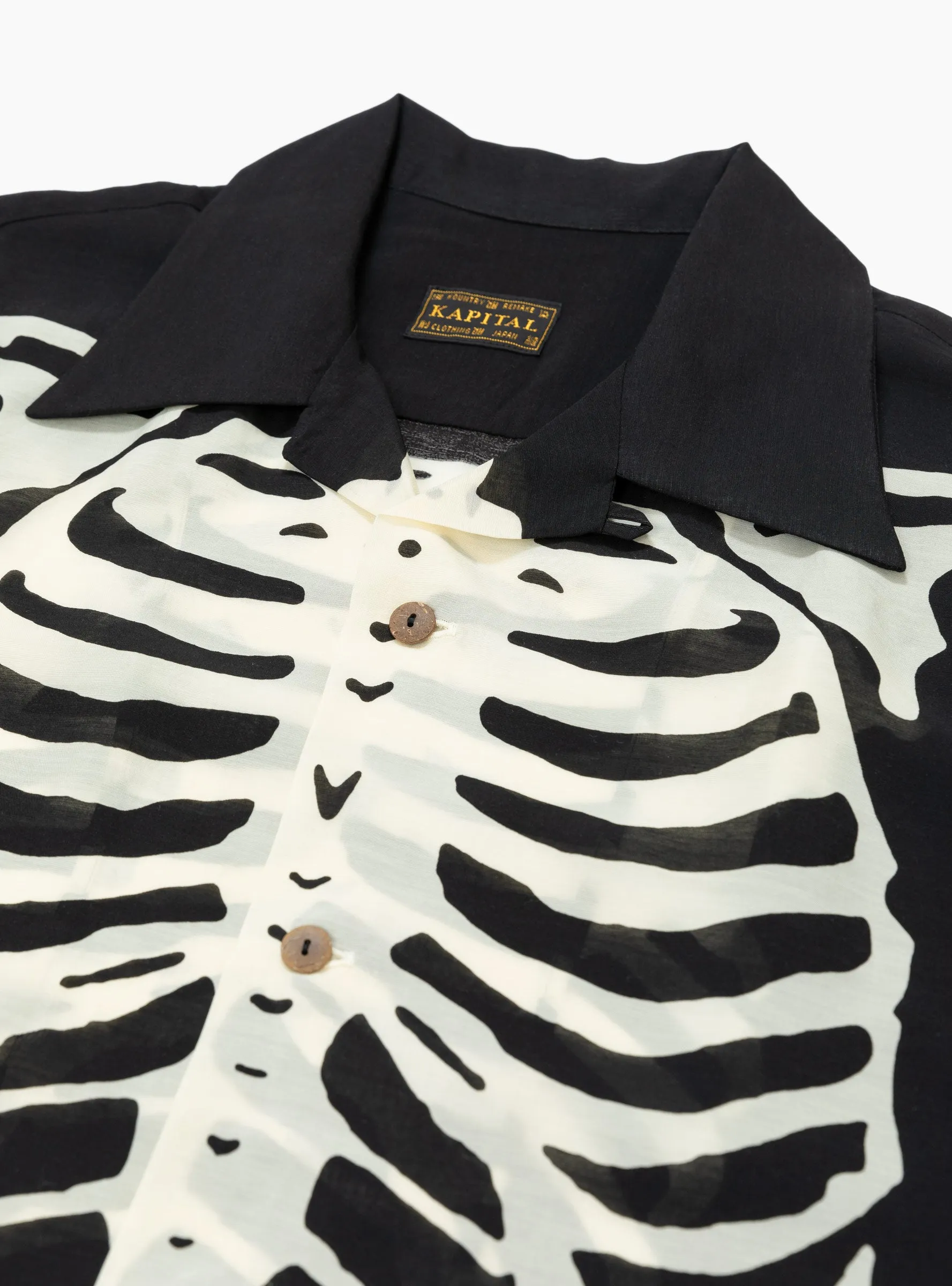 Silk Rayon BONE Aloha Shirt Black