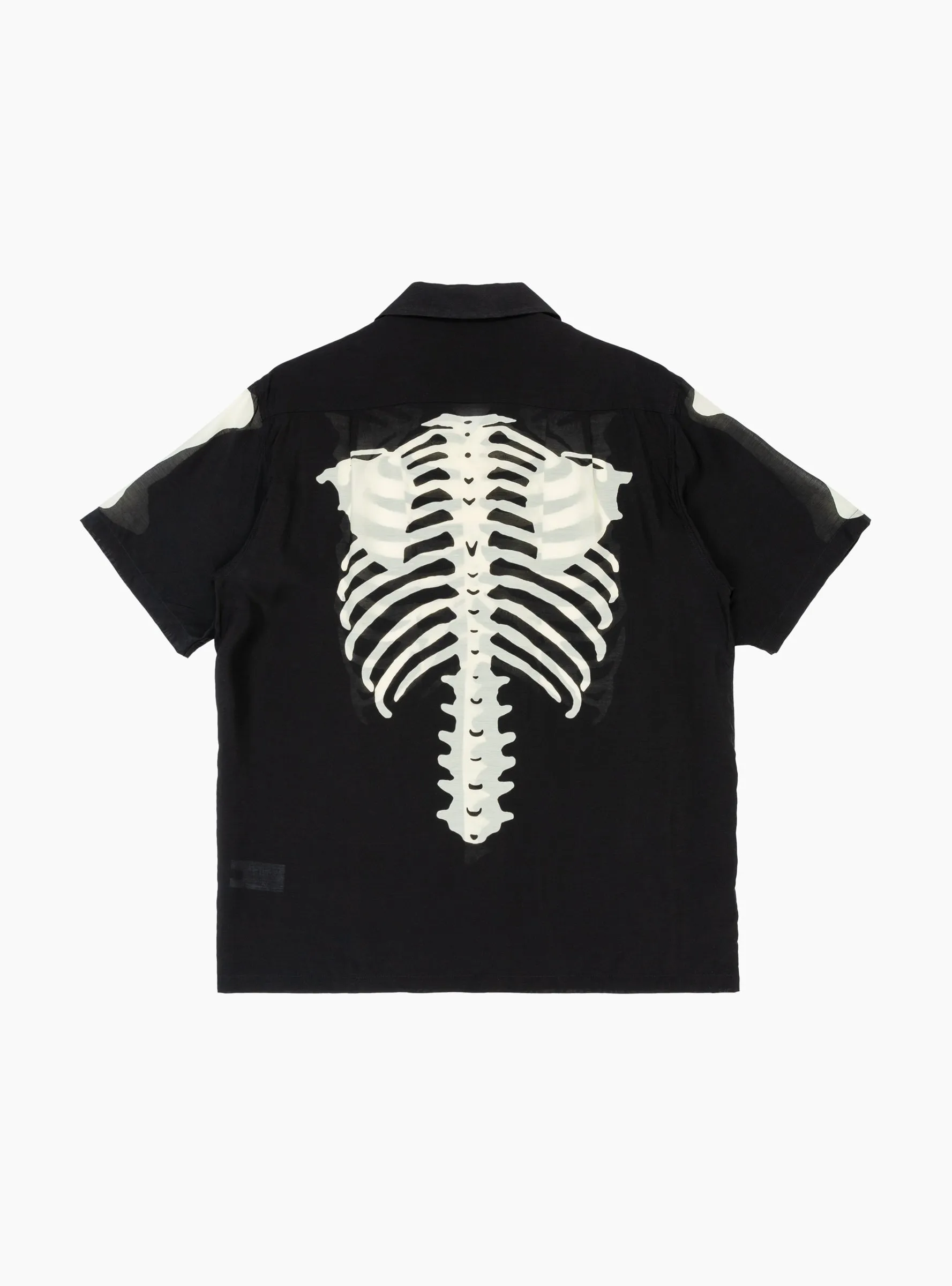 Silk Rayon BONE Aloha Shirt Black