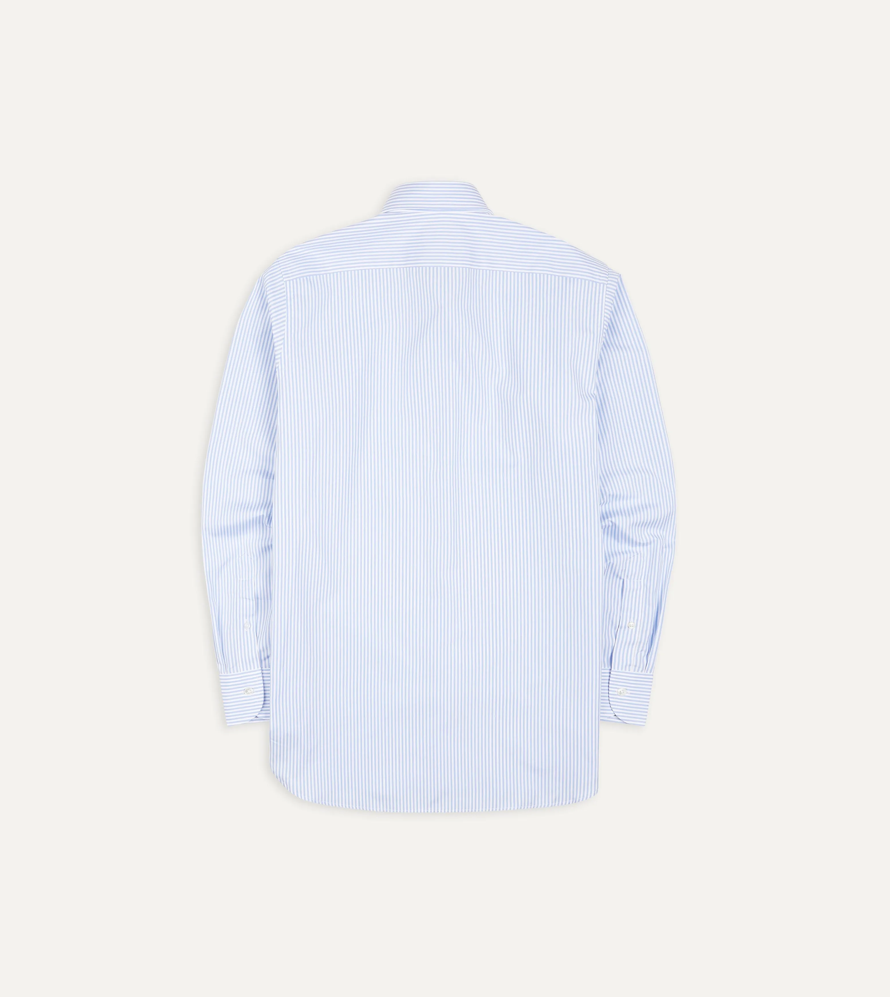 Sky Blue and White Bengal Stripe Spread Collar Cotton Poplin Shirt