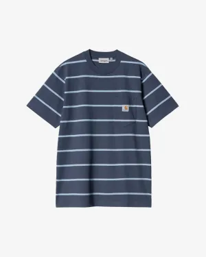 S/S Aiken Pocket T-Shirt Aiken Stripe/Dusky Blue