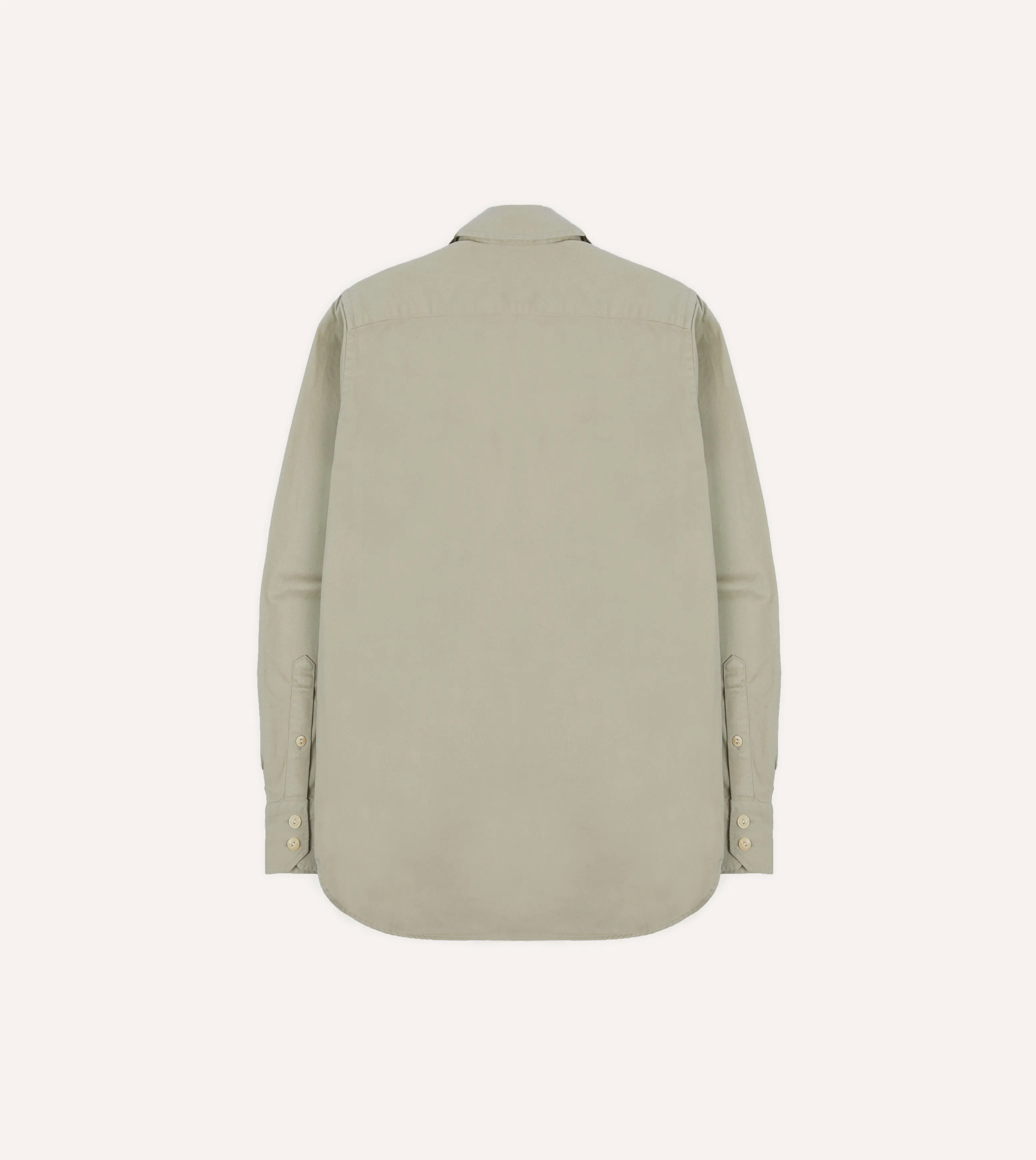 Stone Cotton Long Point Collar Work Shirt
