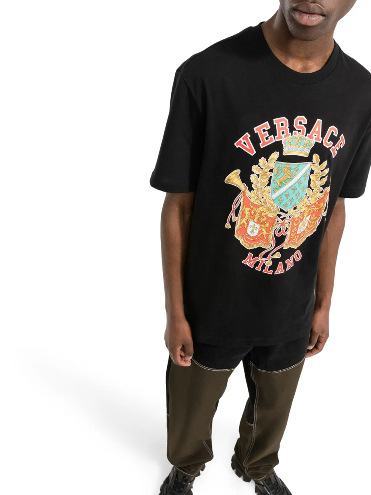 Versace Logo Printed Crewneck T-Shirt