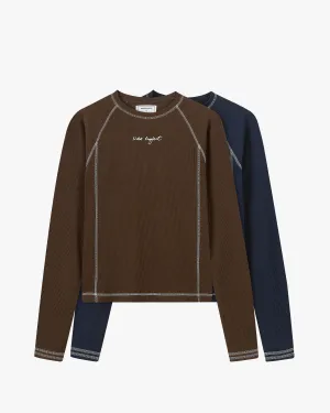 Waffle Long-Sleeve Tee 2 Pack Cocoa/Navy