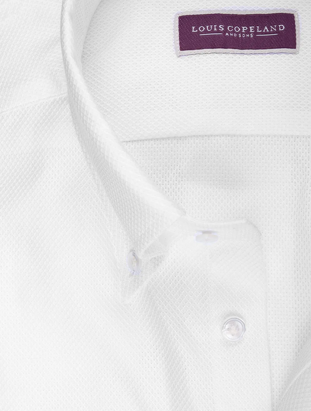 Waffle Pique Buttondown Shirt White