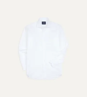 White Cotton Spread Collar Poplin Shirt